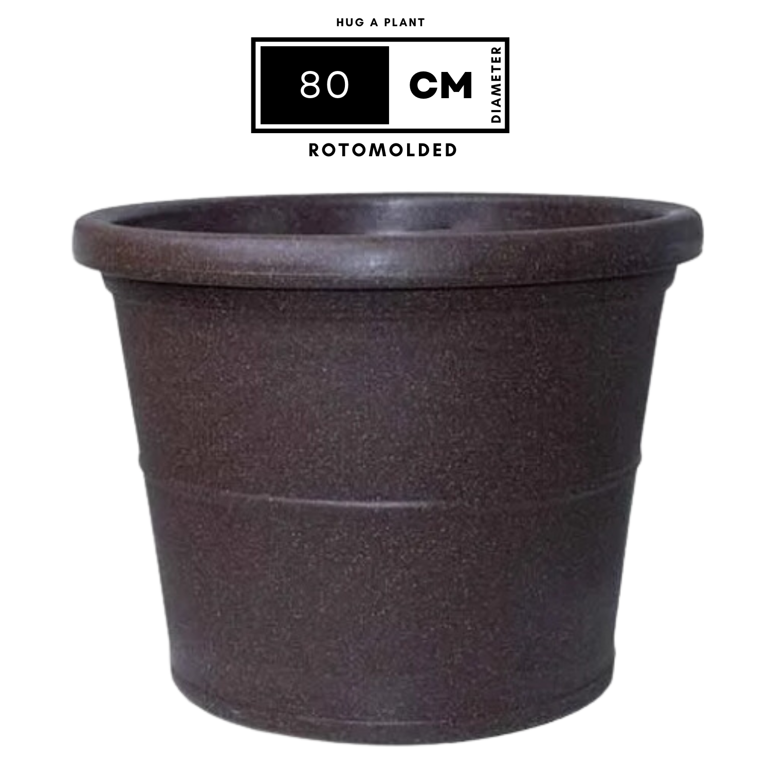Duro Rotomolded Round Plastic Pot For Home & Garden (Brown Stone Finish, Pack Of 1)