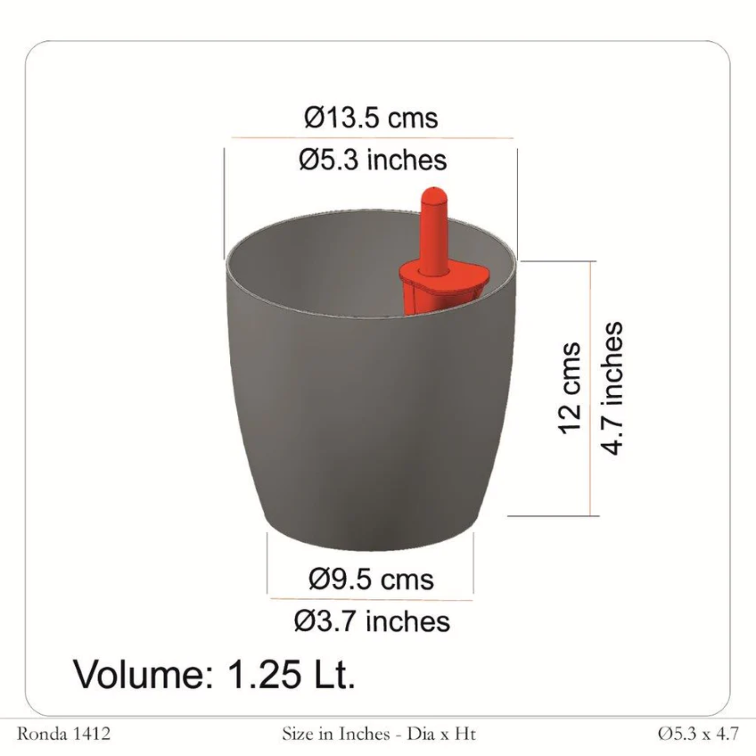 Ronda 1412 Round Plastic Pot (Without Self-Wateriing Kit)