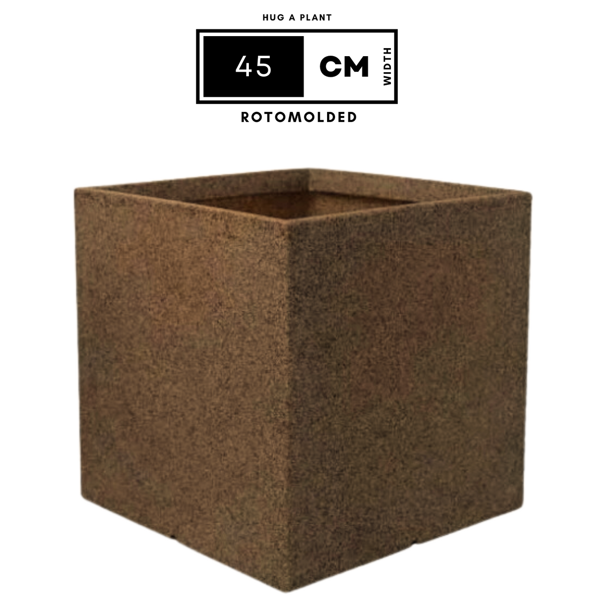 Quebec Square Rotomolded Plastic Pot for Home & Garden (Sand Stone Finish, Pack of 1)