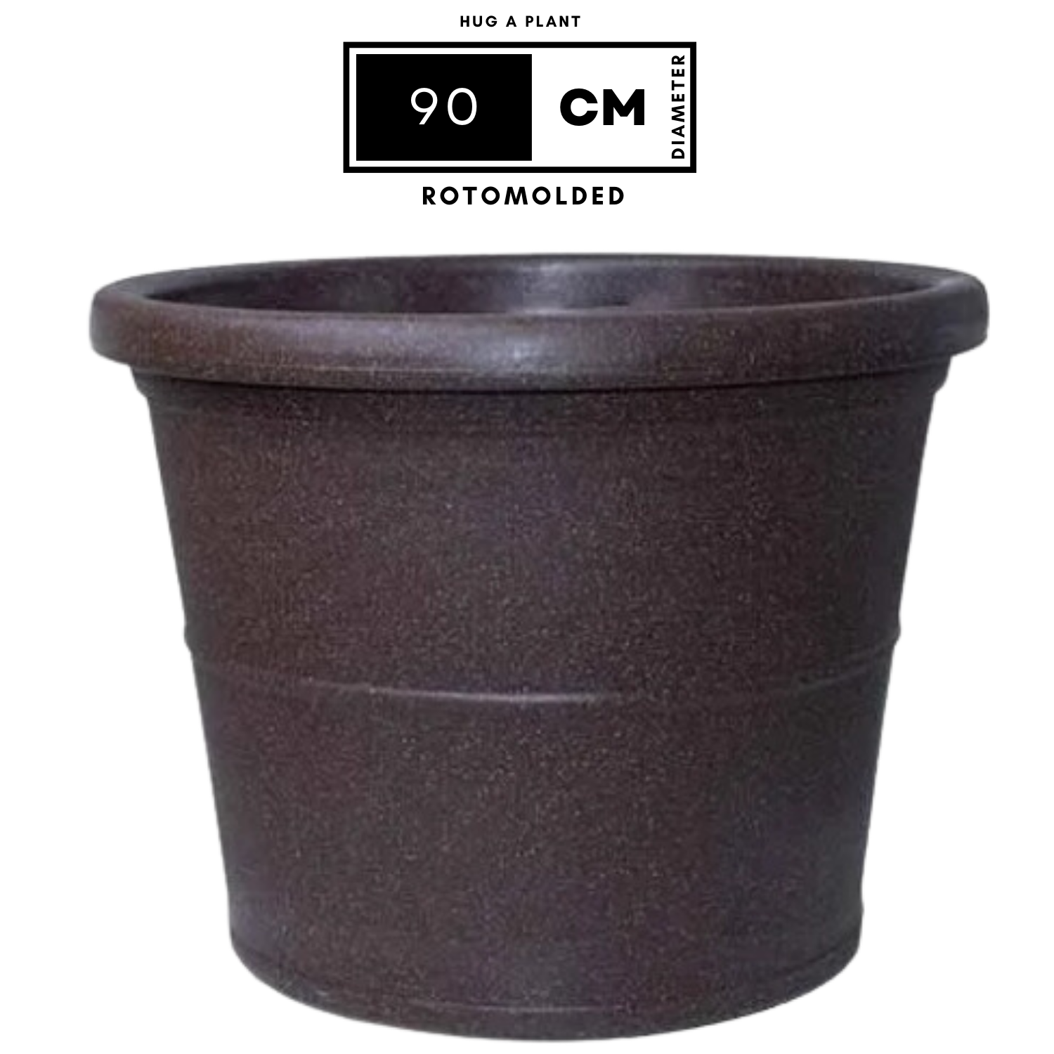 Duro Rotomolded Round Plastic Pot For Home & Garden (Brown Stone Finish, Pack Of 1)