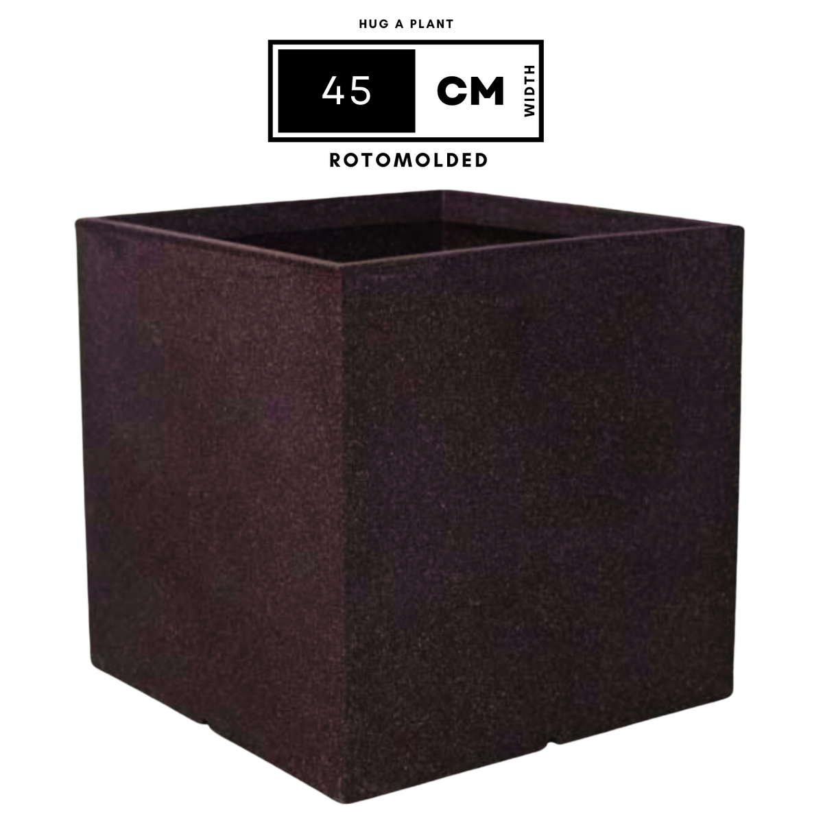 Quebec Square Rotomolded Plastic Pot for Home & Garden (Brown Stone Finish, Pack of 1)
