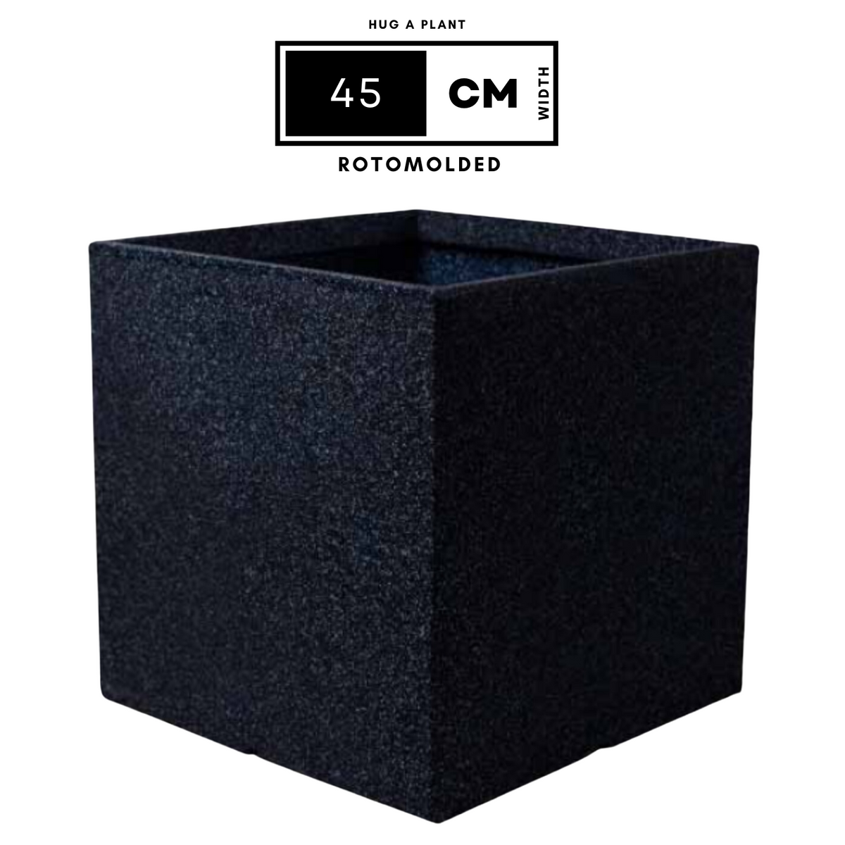 Quebec Square Rotomolded Plastic Pot for Home & Garden (Midnight Stone Finish, Pack of 1)