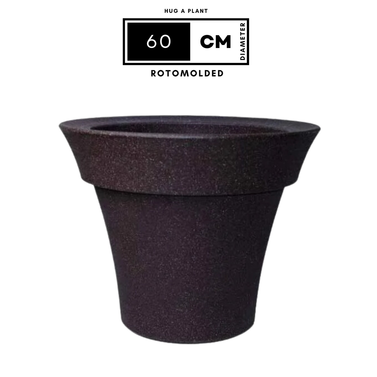 Hug A Plant | Classic Planter Rotomolded Round Plastic Pot for Home & Garden (Pack of 1, Brown Stone Finish)