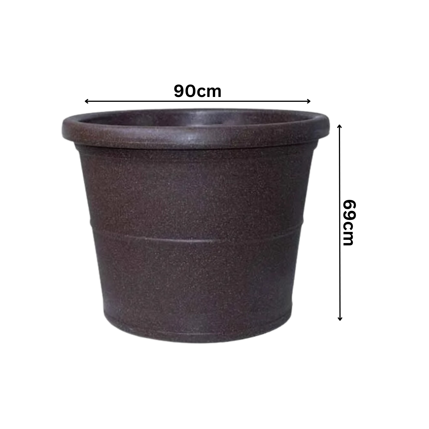 Duro Rotomolded Round Plastic Pot For Home & Garden (Brown Stone Finish, Pack Of 1)