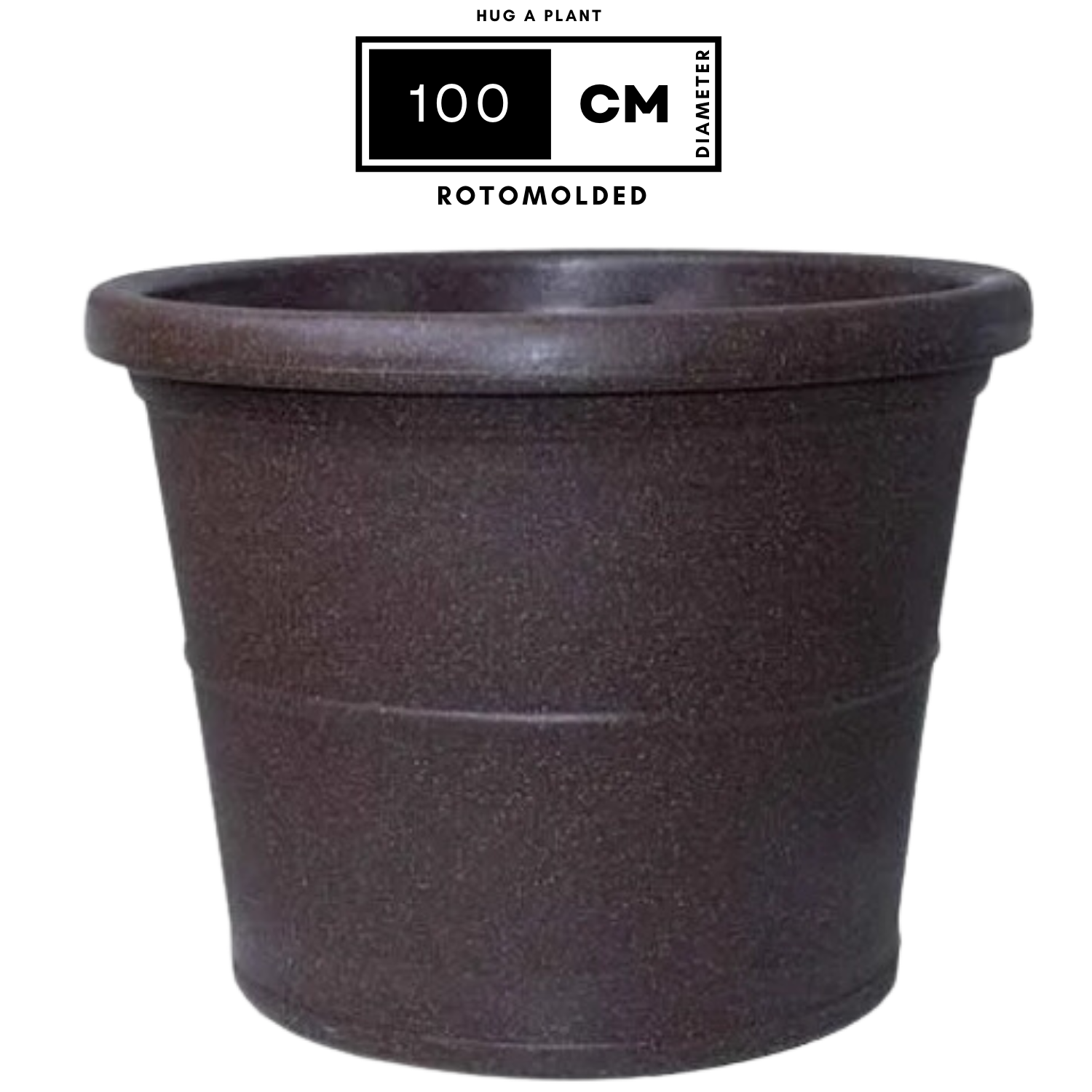 Duro Rotomolded Round Plastic Pot For Home & Garden (Brown Stone Finish, Pack Of 1)