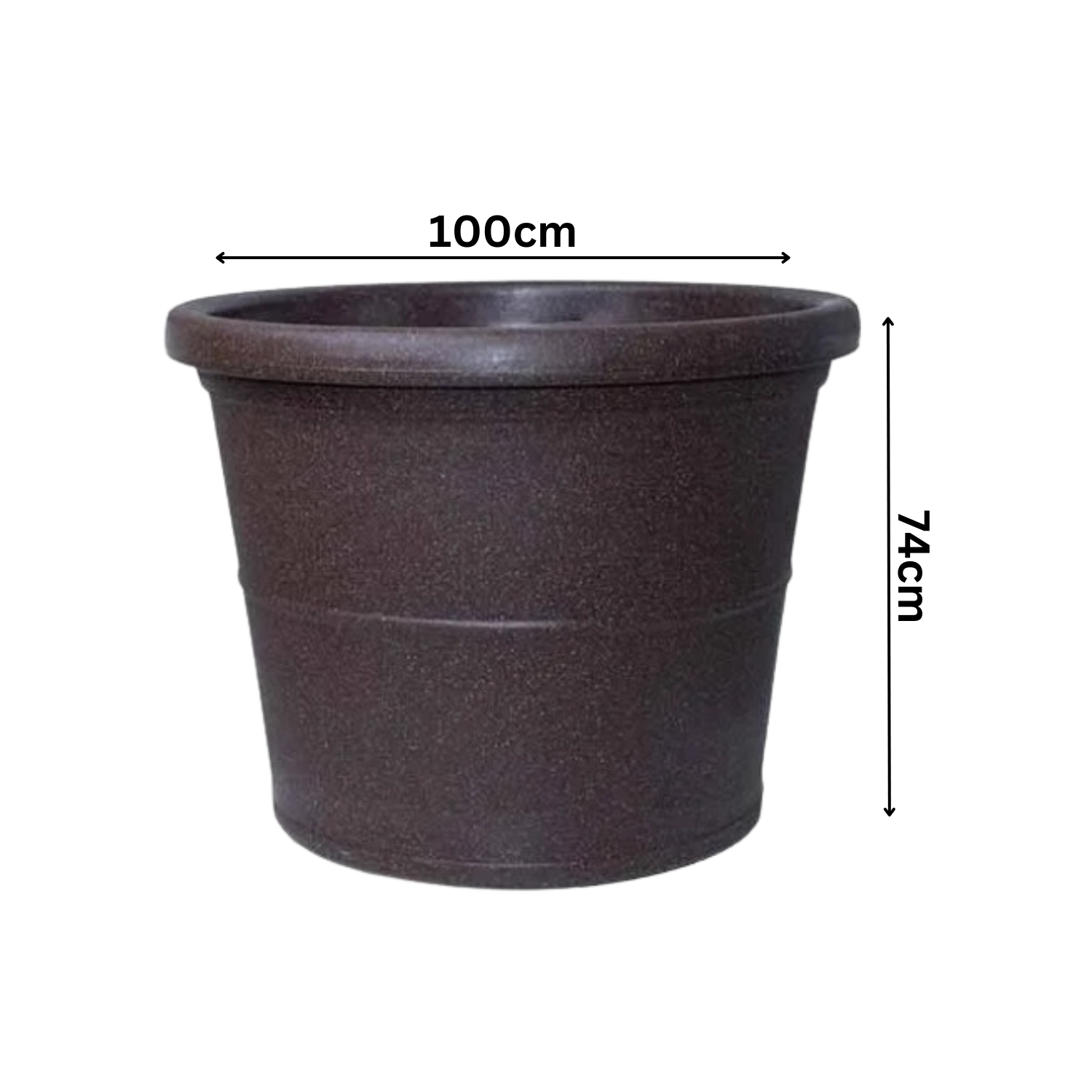 Duro Rotomolded Round Plastic Pot For Home & Garden (Brown Stone Finish, Pack Of 1)