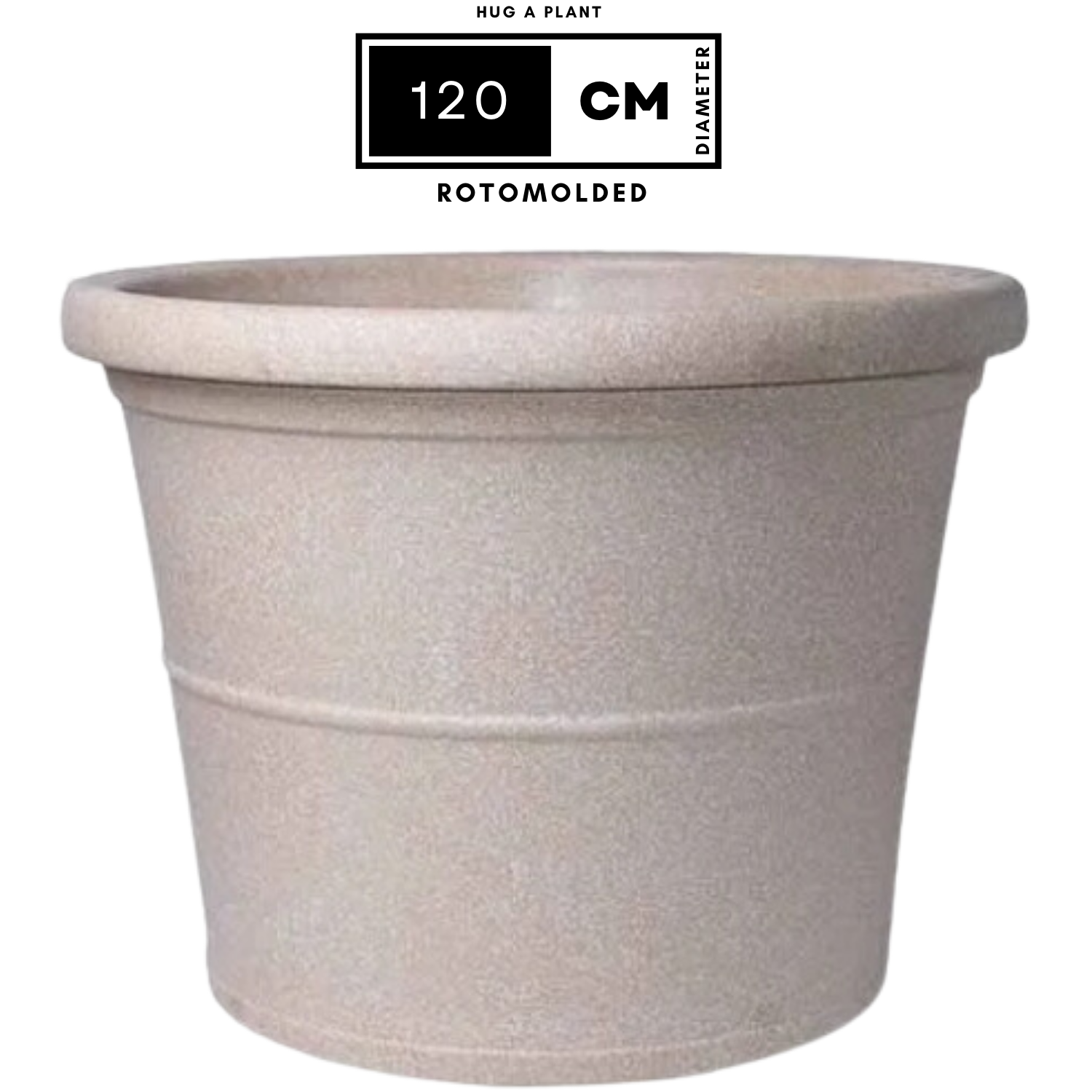 Duro Rotomolded Round Plastic Pot For Home & Garden (Cream Stone Finish, Pack Of 1)