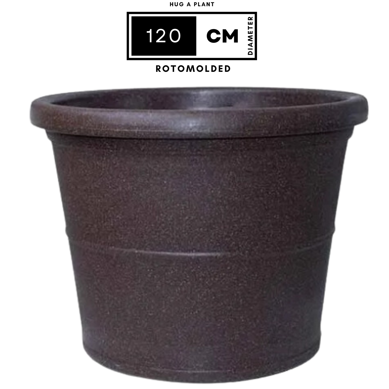Duro Rotomolded Round Plastic Pot For Home & Garden (Brown Stone Finish, Pack Of 1)