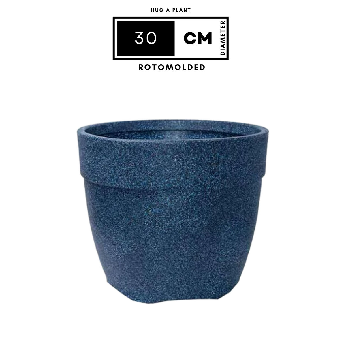 Hug A Plant | Barca Round Rotomolded Plastic Pot for Home & Garden (Midnight Stone Finish, Pack of 1)