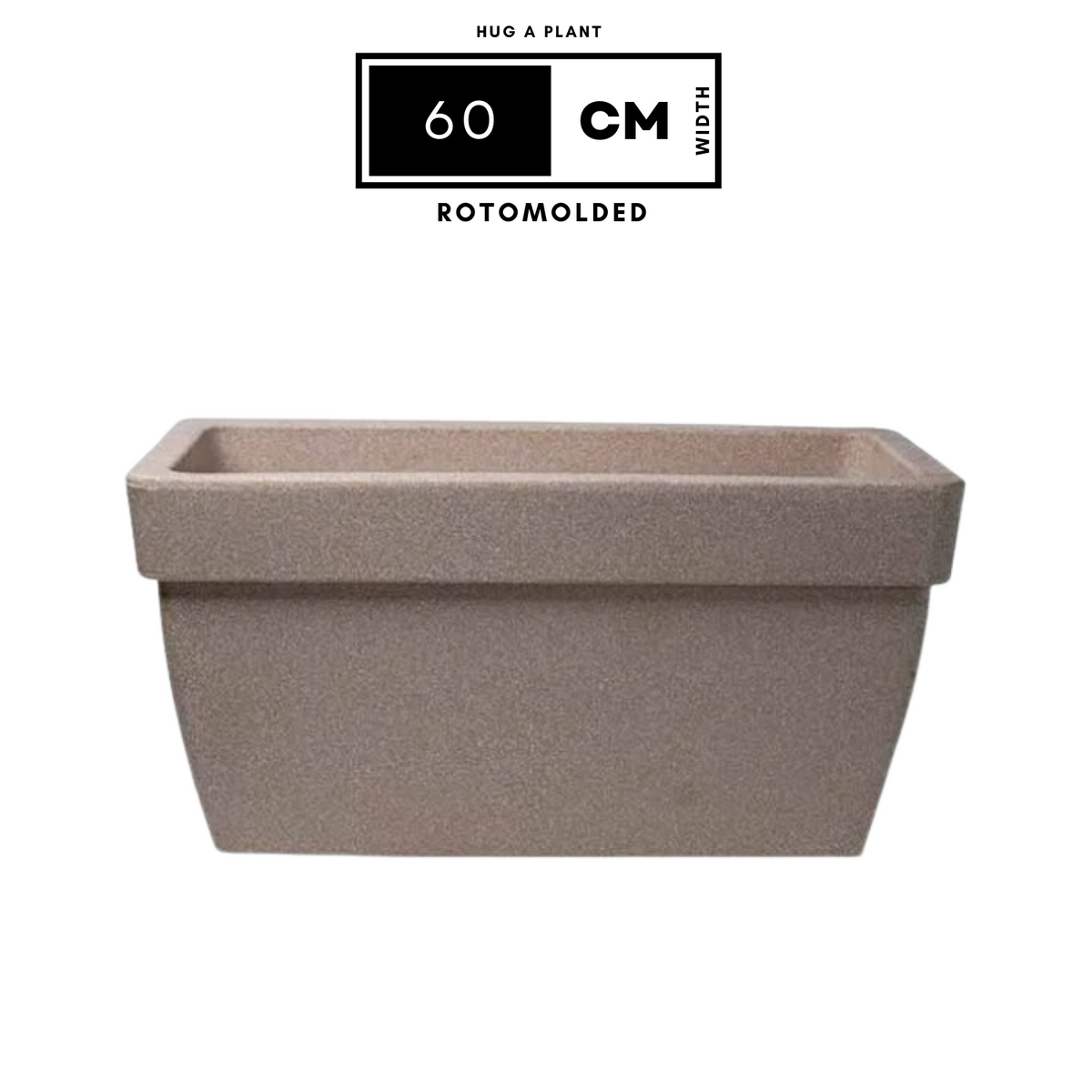Hug A Plant | Barca Rectangle Rotomolded Plastic Pot with Wheels for Home & Garden (Cream Stone Finish, Pack of 1)