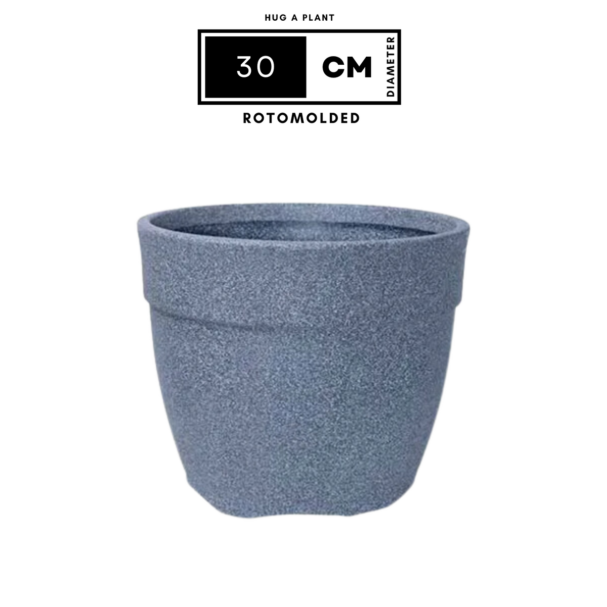 Hug A Plant | Barca Round Rotomolded Plastic Pot for Home & Garden (Grey Stone Finish, Pack of 1)