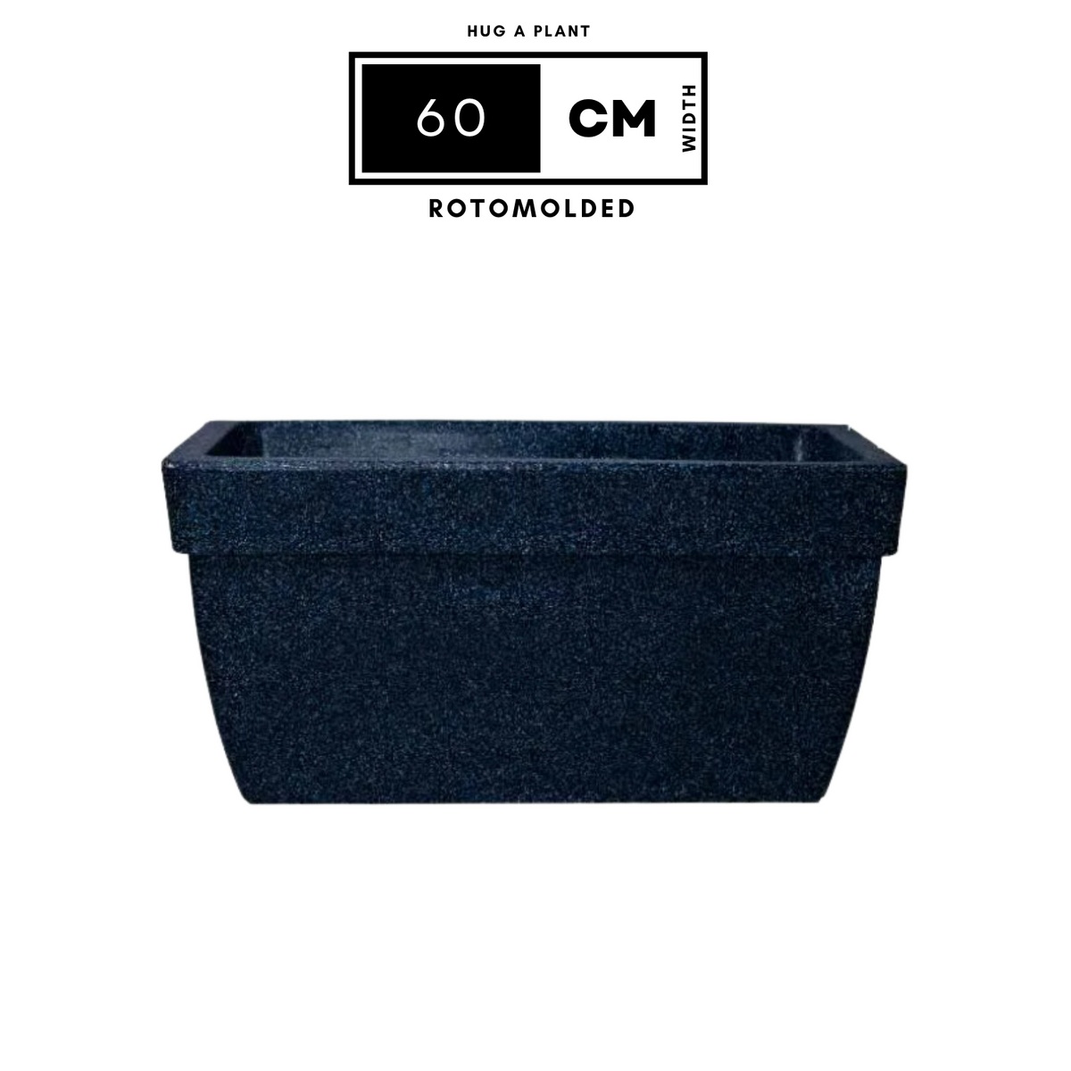 Hug A Plant |Barca Rectangle Rotomolded Plastic Pot with Wheels for Home & Garden (Midnight Stone Finish, Pack of 1)