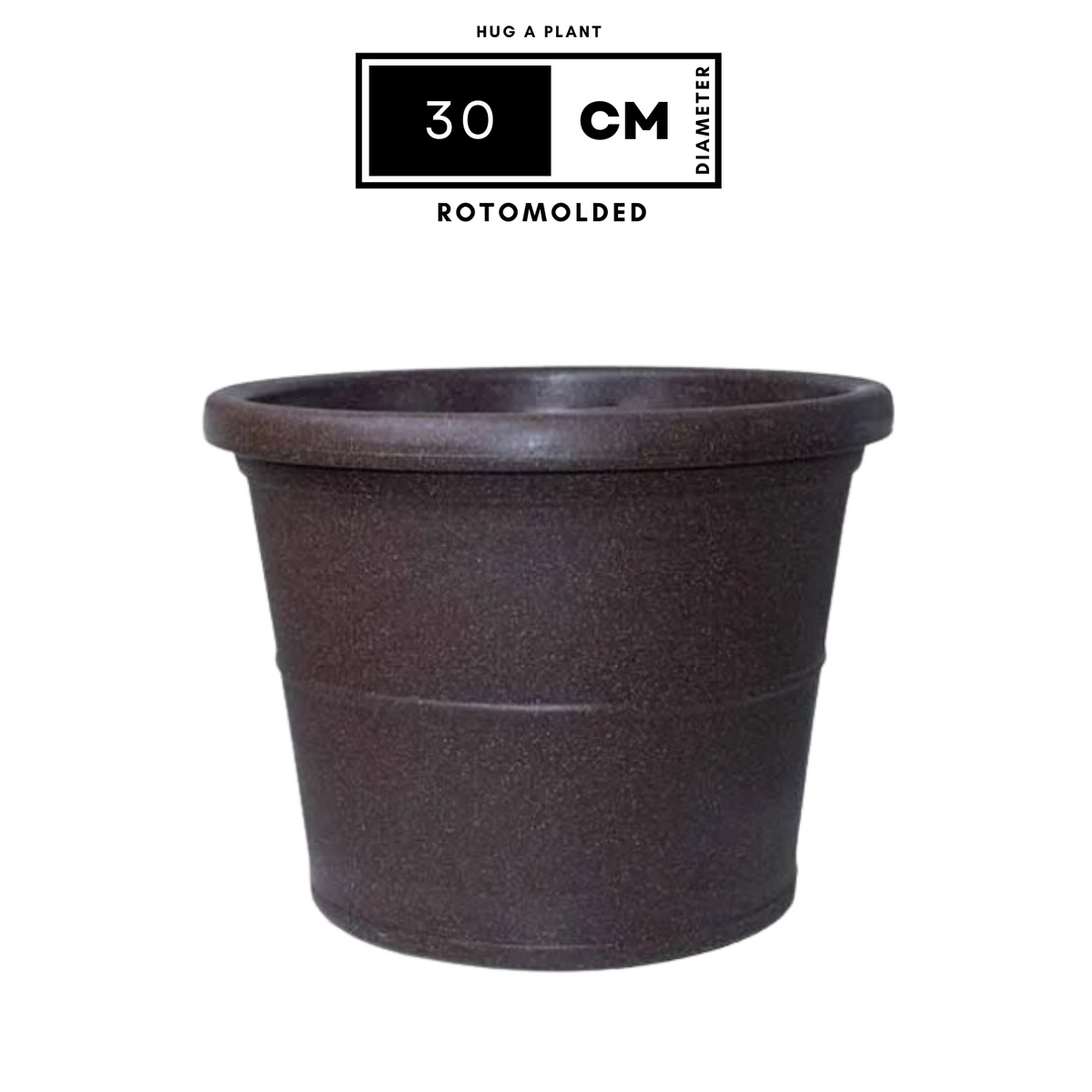 Duro Rotomolded Round Plastic Pot For Home & Garden (Brown Stone Finish, Pack Of 1)