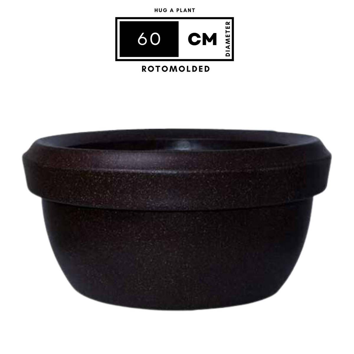 Hug A Plant | Lotus Bowl Rotomolded Round Plastic Pot for Home & Garden (Pack of 1, Brown Stone Finish)