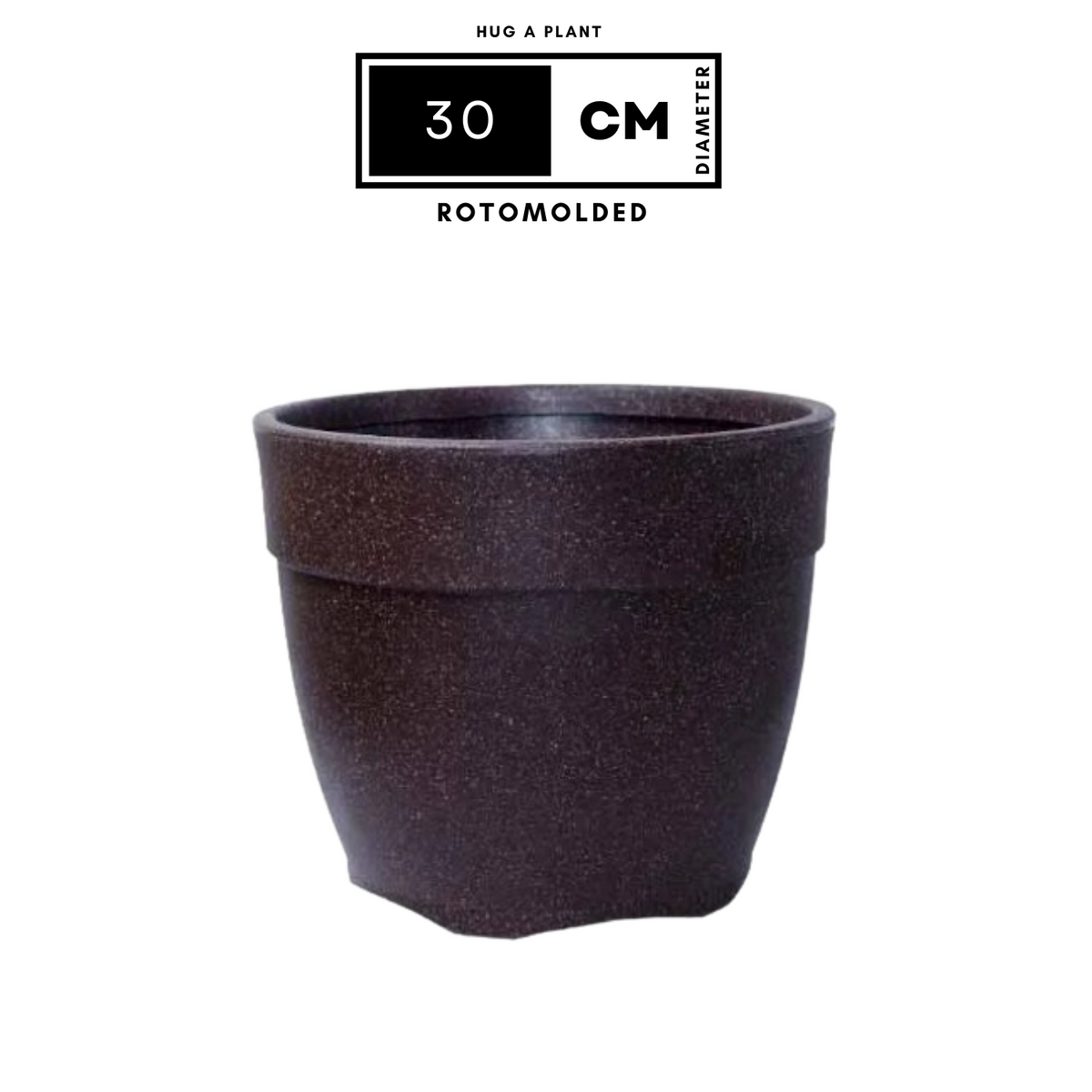 Hug A Plant | Barca Round Rotomolded Plastic Pot for Home & Garden (Brown Stone Finish, Pack of 1)