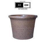 Duro Rotomolded Round Plastic Pot For Home & Garden (Sand Stone Finish, Pack Of 1)