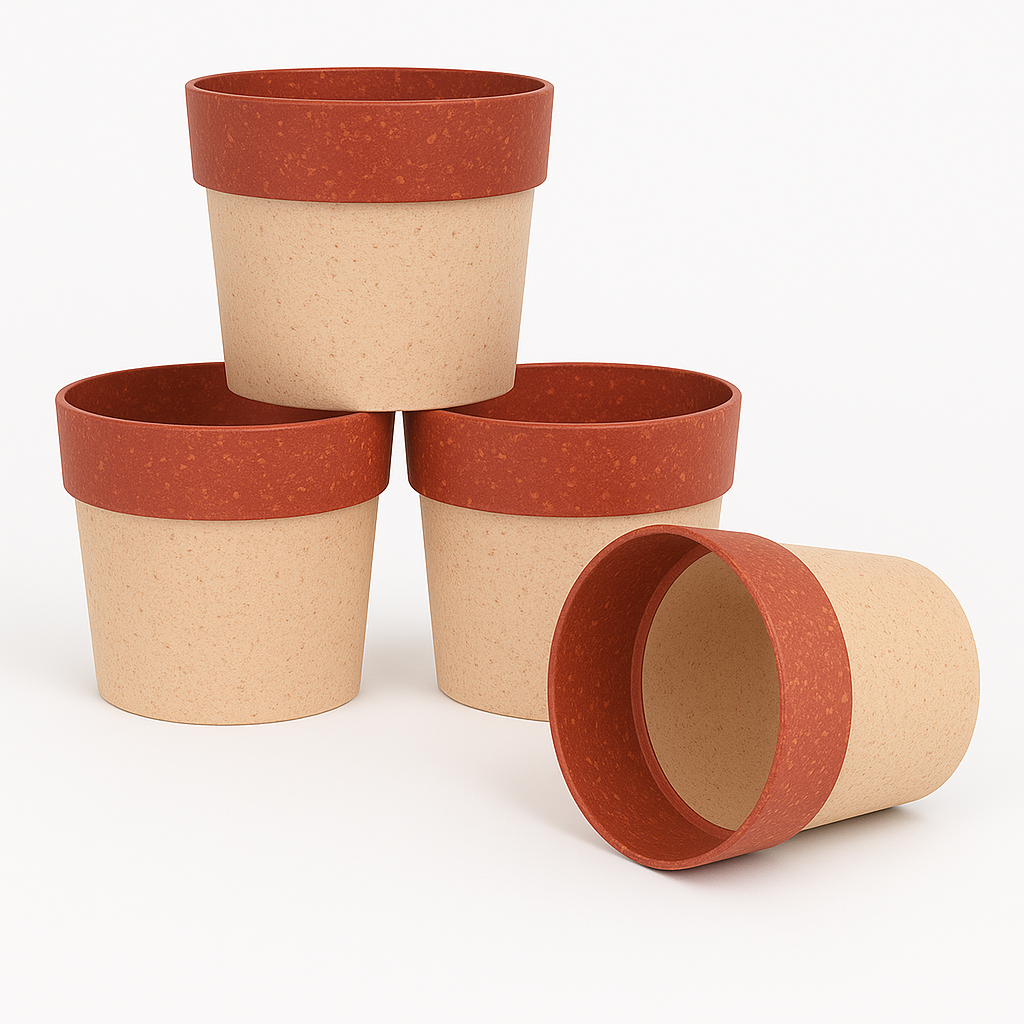 Eco Arty Round | Bamboo-Based, UV-Protected Tabletop Planters | Eco-Friendly Pots for Indoor Plants, Home Décor, Balcony & Garden