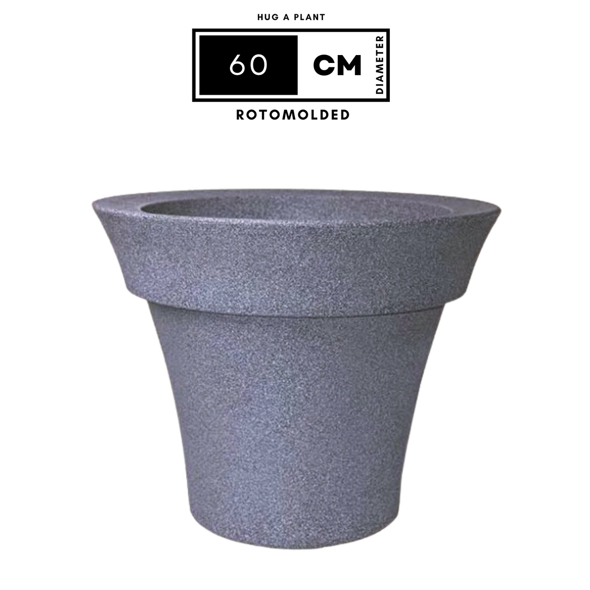 Hug A Plant | Classic Planter Rotomolded Round Plastic Pot for Home & Garden (Pack of 1, Grey Stone Finish)
