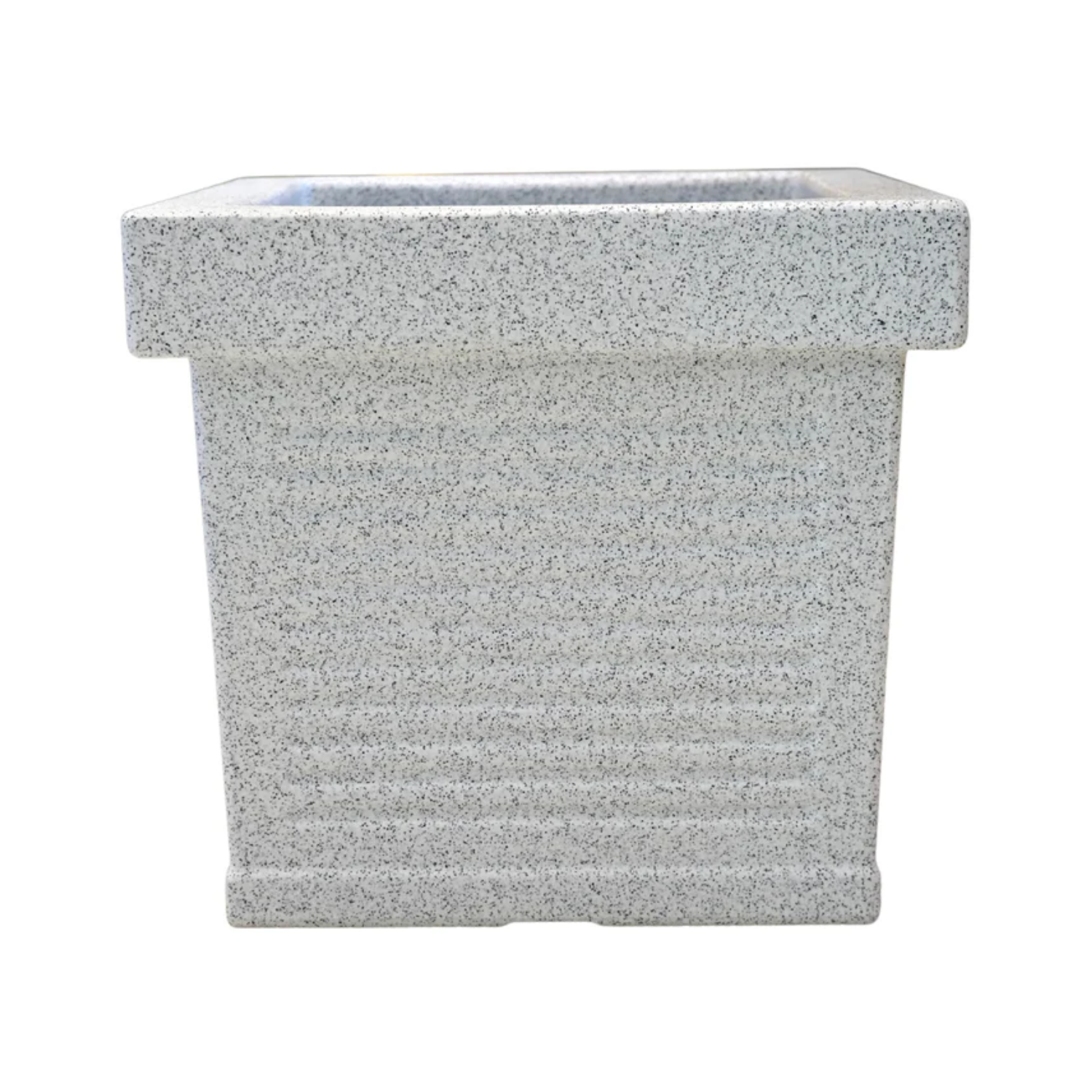 Cubo Rotomolded Square Plastic Pot For Home & Garden (White Stone Finish, Pack Of 1)