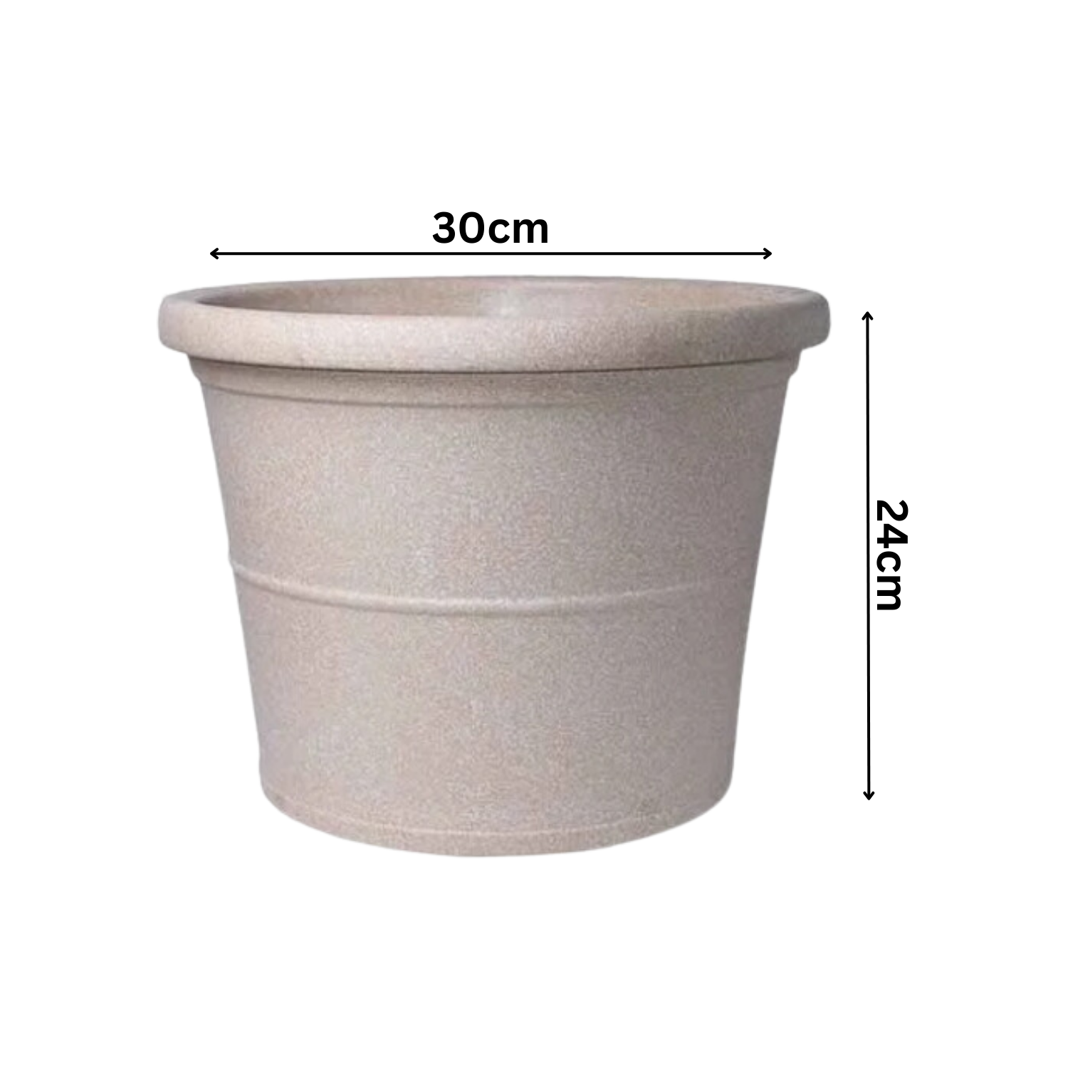 Duro Rotomolded Round Plastic Pot For Home & Garden (Cream Stone Finish, Pack Of 1)