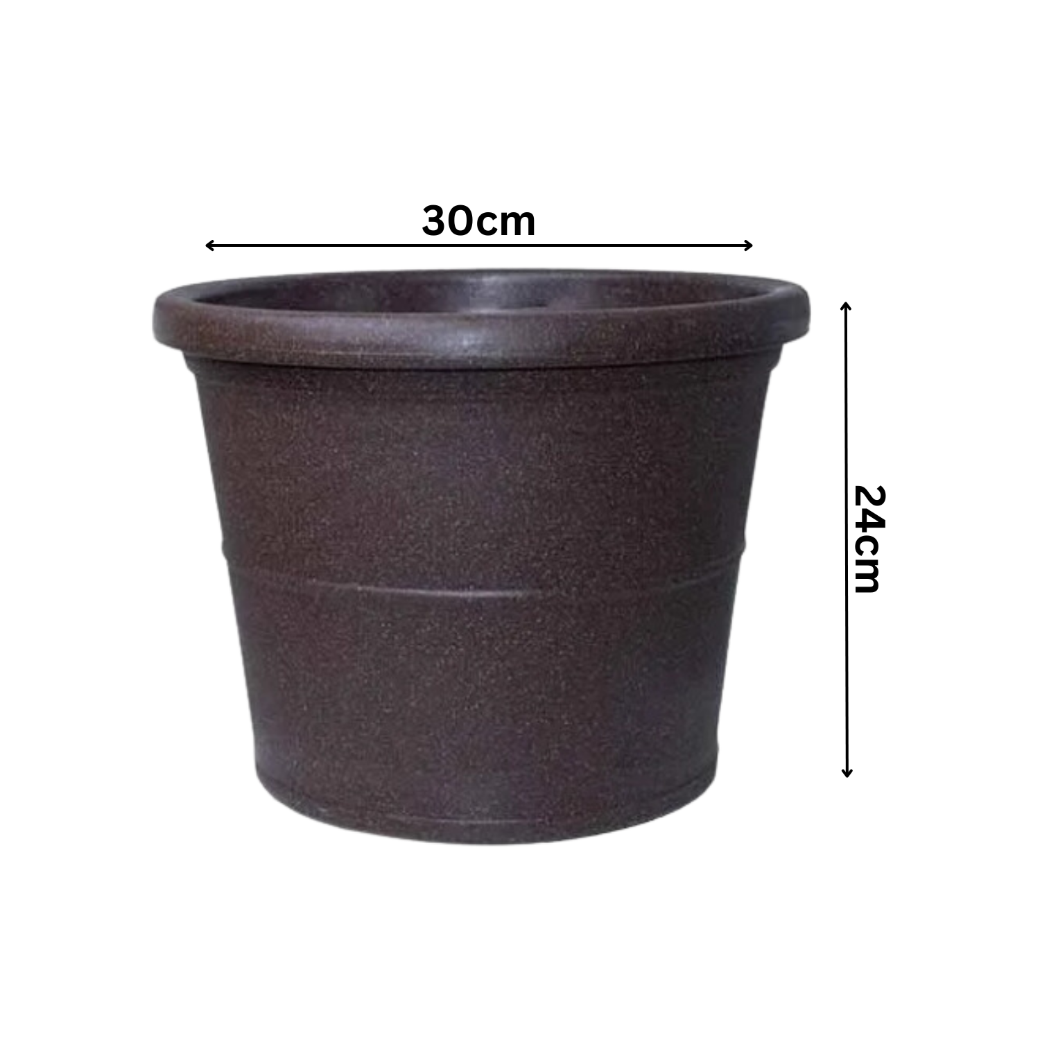 Duro Rotomolded Round Plastic Pot For Home & Garden (Brown Stone Finish, Pack Of 1)
