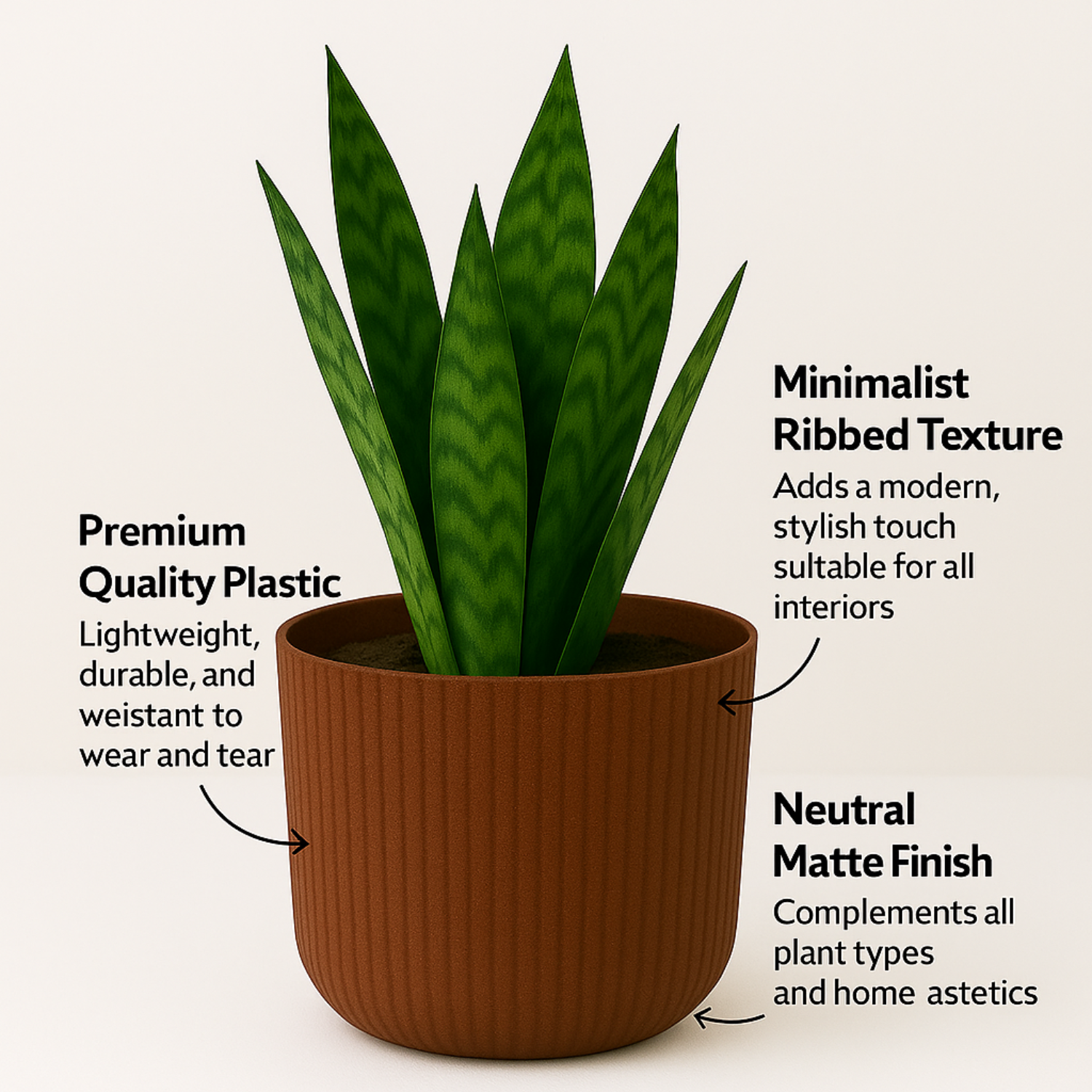 Hug A Plant | Ebizia Round[Eco series] Plastic Pot for Home & Garden (Pack of 1)