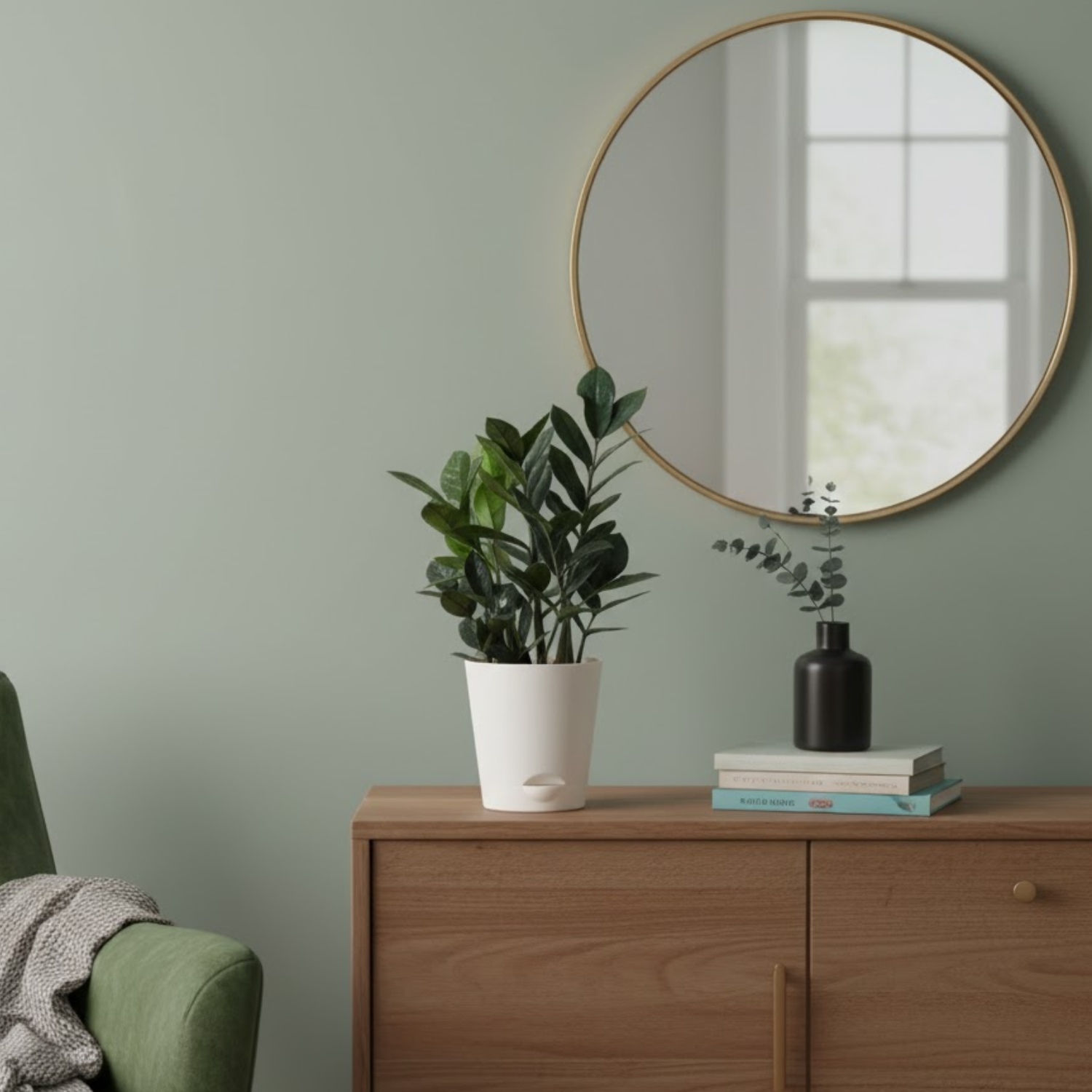 Black ZZ Plant (Raven Zamioculcas zamiifolia) in 5 Inch Slef-watering Pot | Indoor Air-Purifying | Low-Maintenance | Perfect for Home & Office (Pot Colour May Vary On Availability)