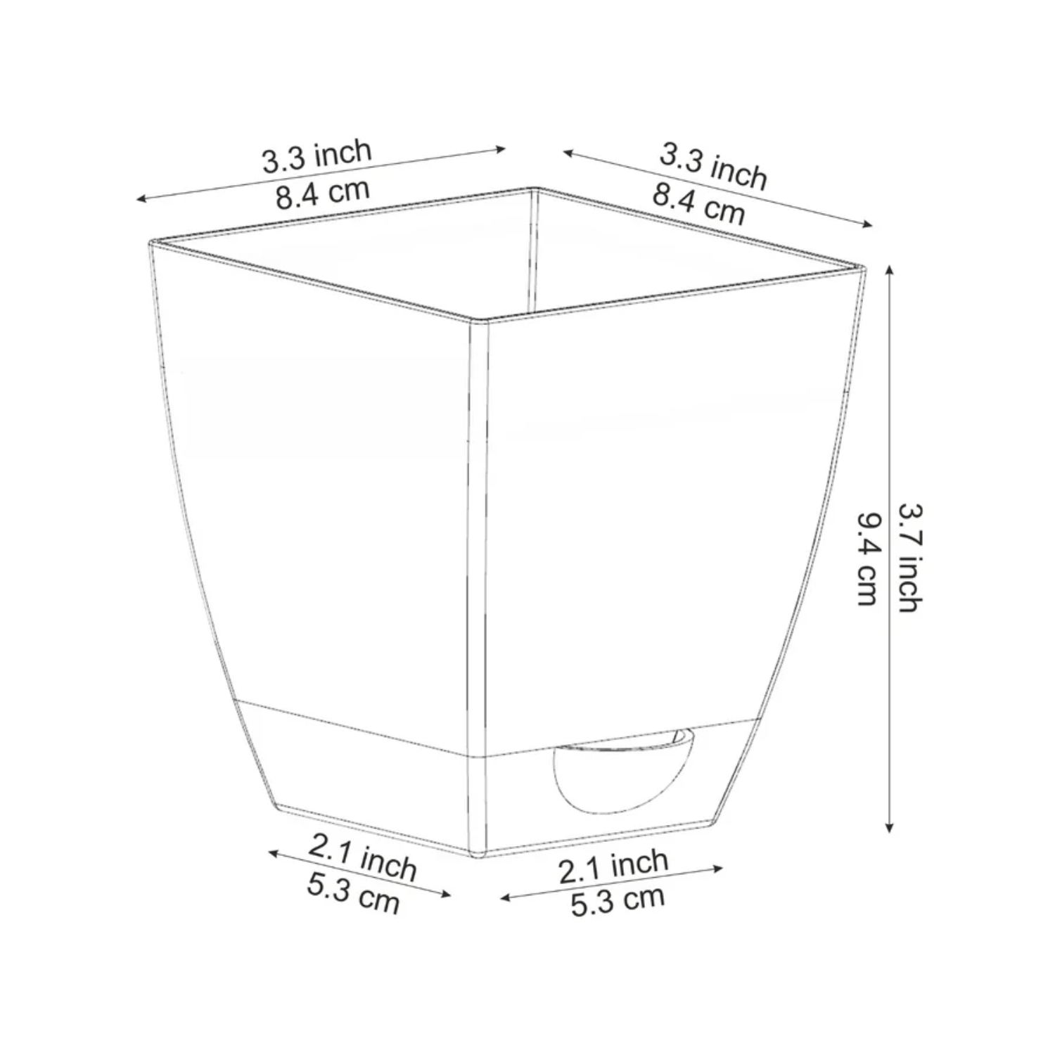 Chatura 8cm Self Watering Square Pot with Rail Hook for Home & Garden Decor (8CM|3.4INCH)