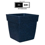 Hug A Plant | Barca Square Rotomolded Plastic for Home & Garden (Midnight Stone Finish, Pack of 1)