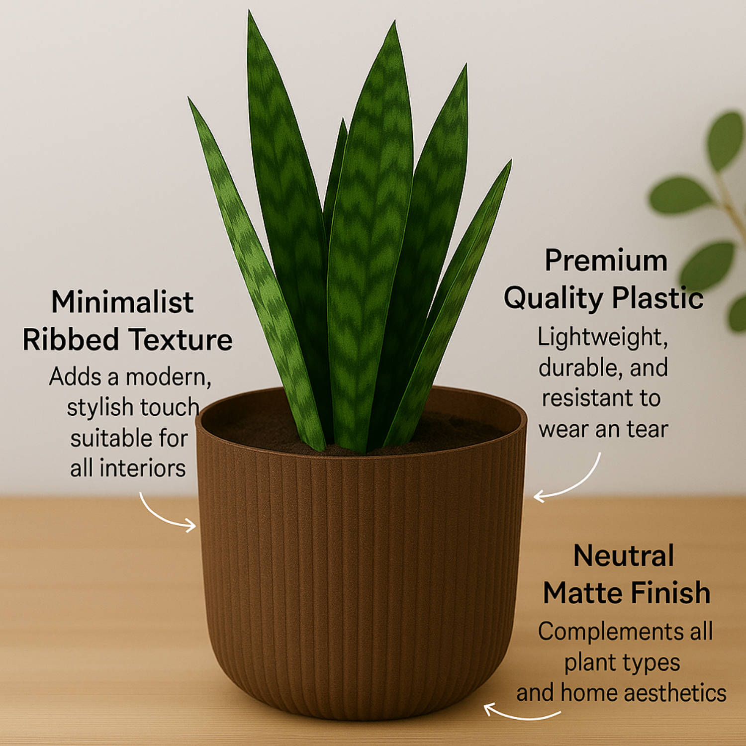 Hug A Plant | Ebizia Round[Eco series] Plastic Pot for Home & Garden (Pack of 1)