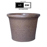 Duro Rotomolded Round Plastic Pot For Home & Garden (Sand Stone Finish, Pack Of 1)