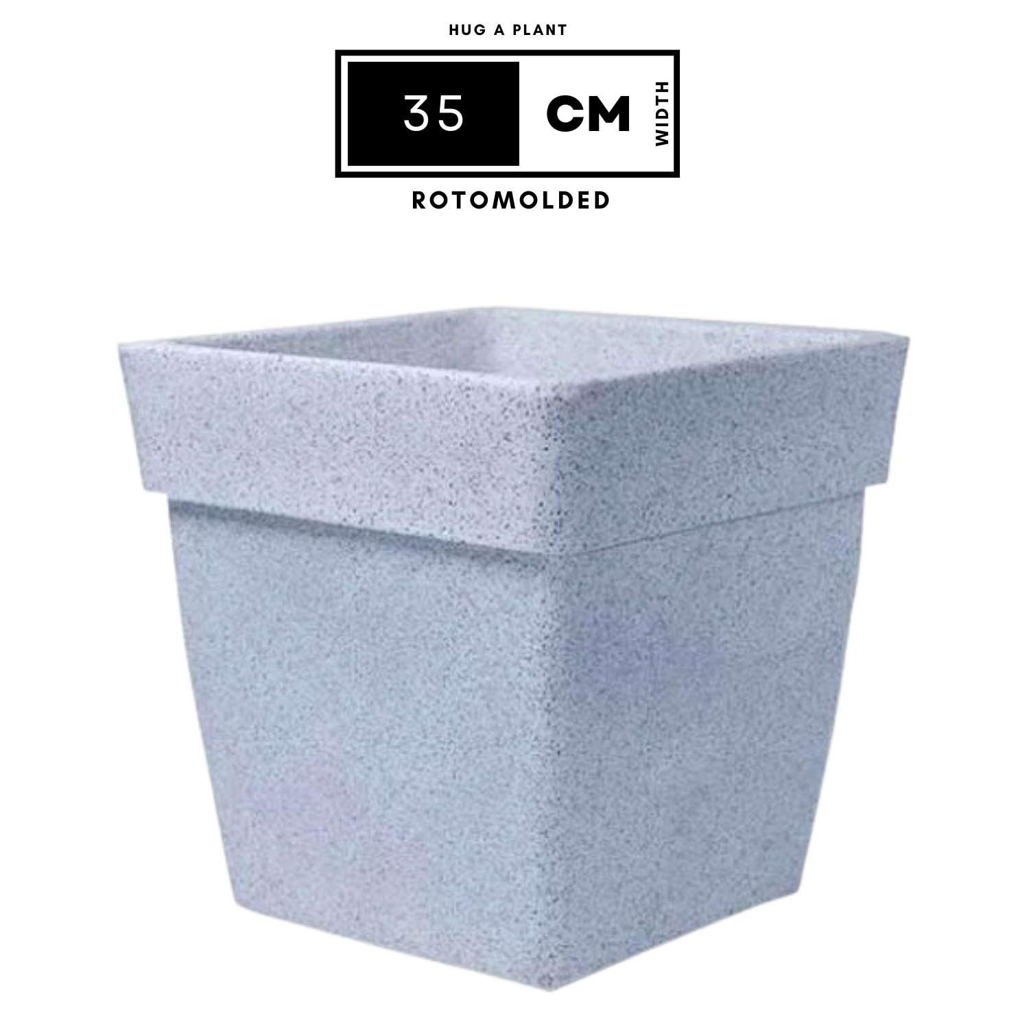 Hug A Plant | Barca Square Rotomolded Plastic for Home & Garden (White Stone Finish, Pack of 1)