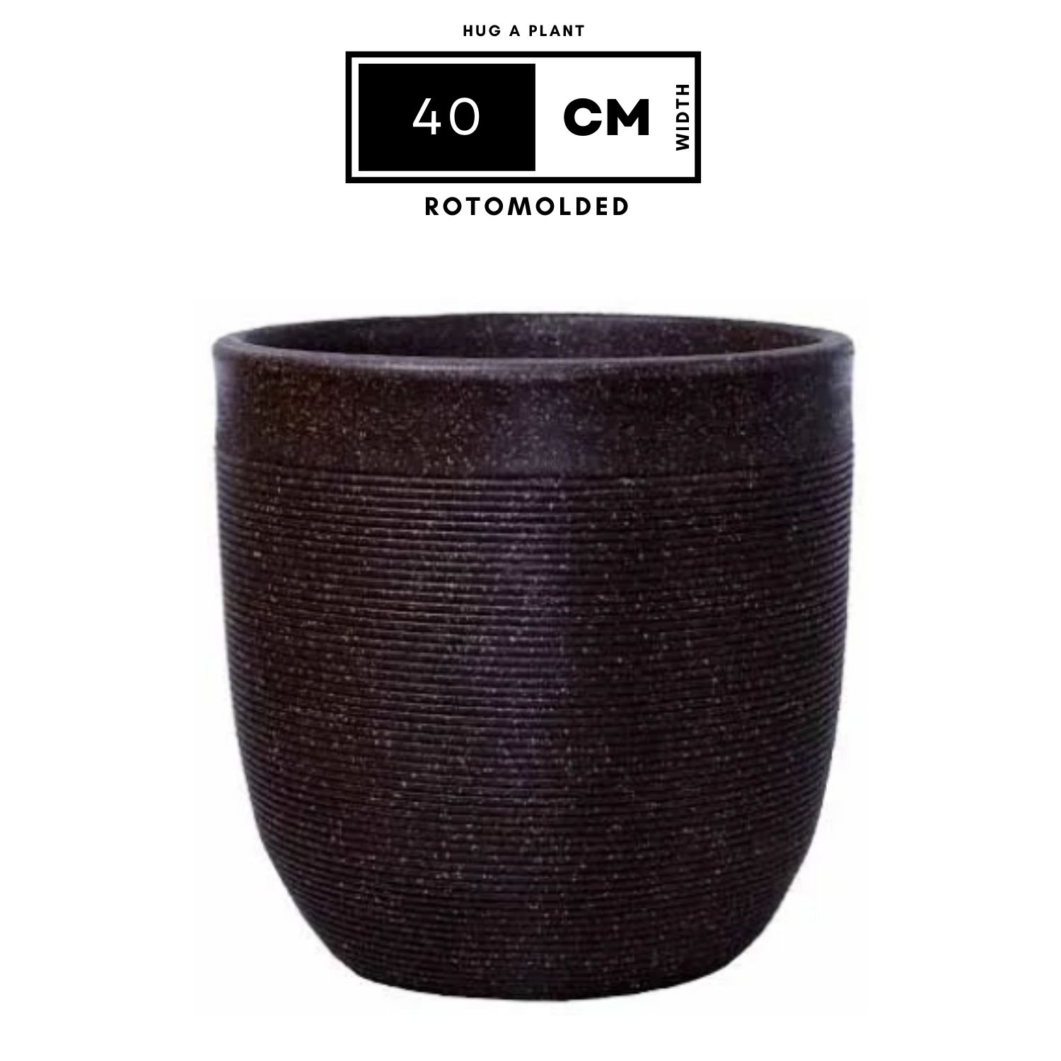 Hug A Plant | Milano Rotomolded Round Plastic Pot Without Inner for Home & Garden (Pack of 1, Brown Stone Finish)
