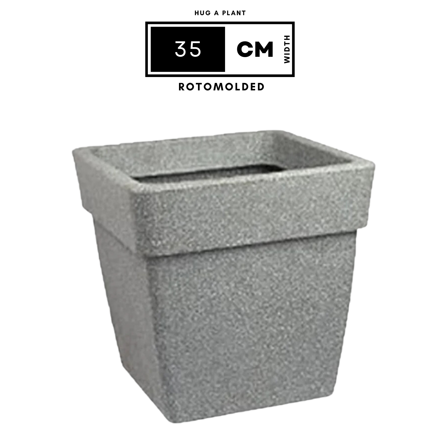 Hug A Plant | Barca Square Rotomolded Plastic for Home & Garden (Grey Stone Finish, Pack of 1)