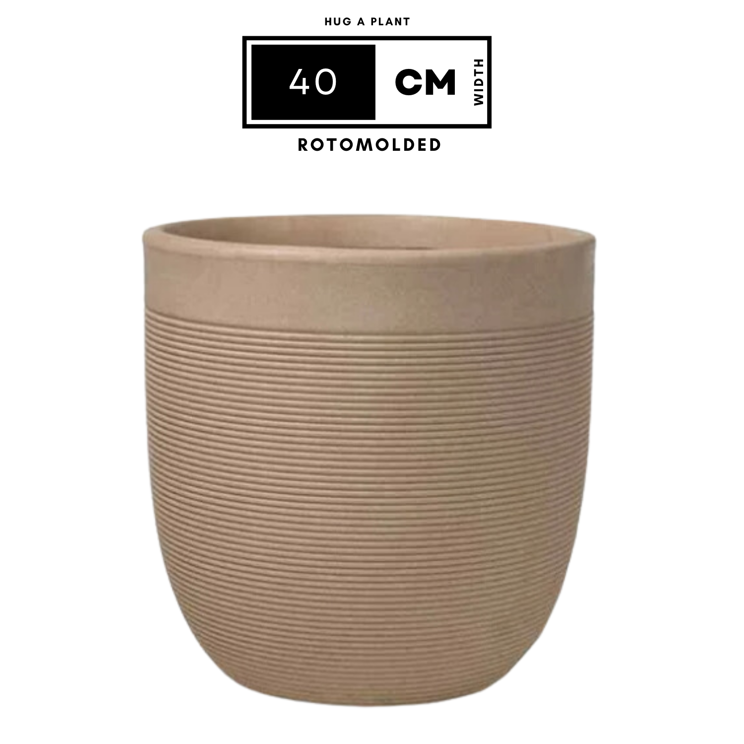 Hug A Plant | Milano Rotomolded Round Plastic Pot Without Inner for Home & Garden (Pack of 1, Cream Stone Finish)