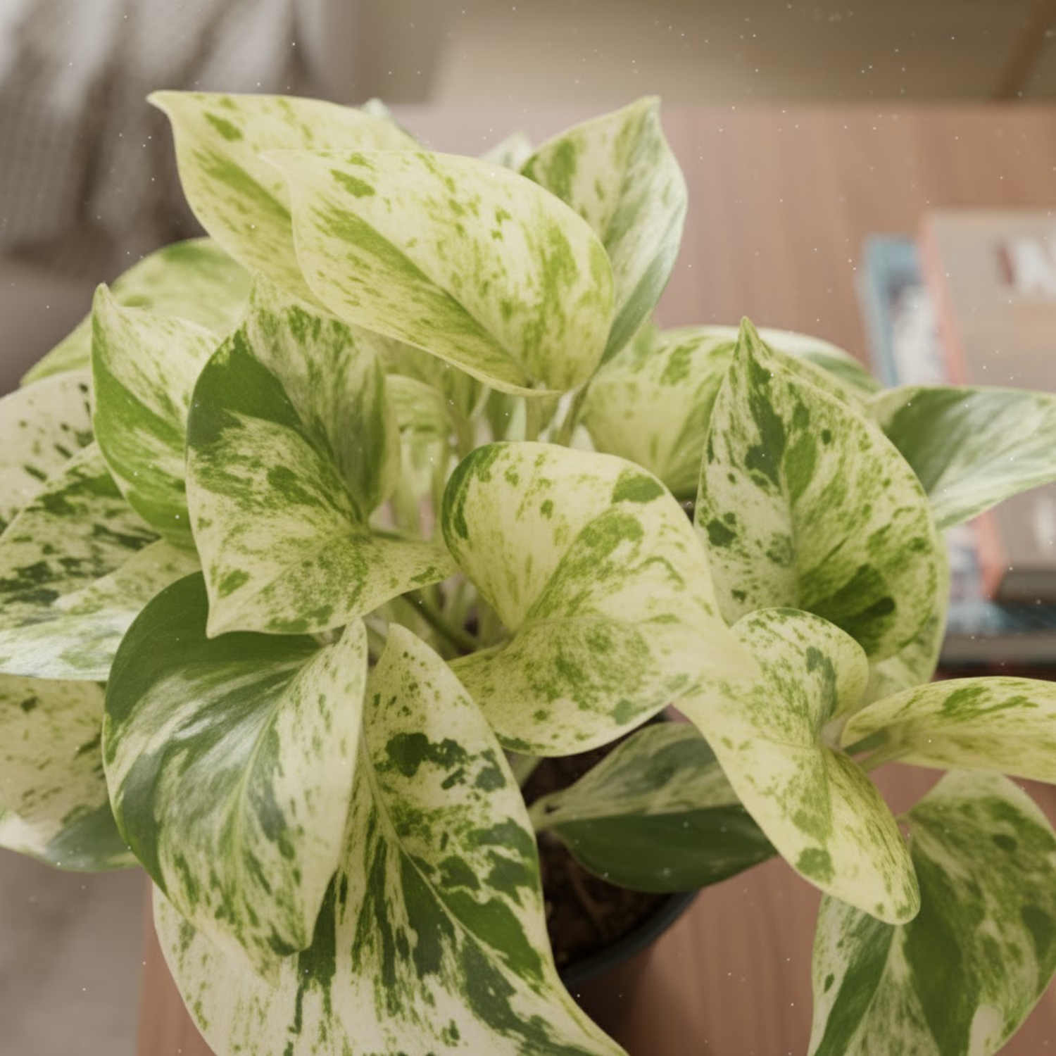 Marble Queen Money Plant (Epipremnum aureum ‘Marble Queen’) In 4 Inch Pot | Indoor Air-Purifying Decorative Live Plant For Home & Office