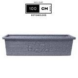 Flora Rectangle Rotomolded Plastic Pot for Home & Garden (Pack Of 1, Grey Stone Finish)