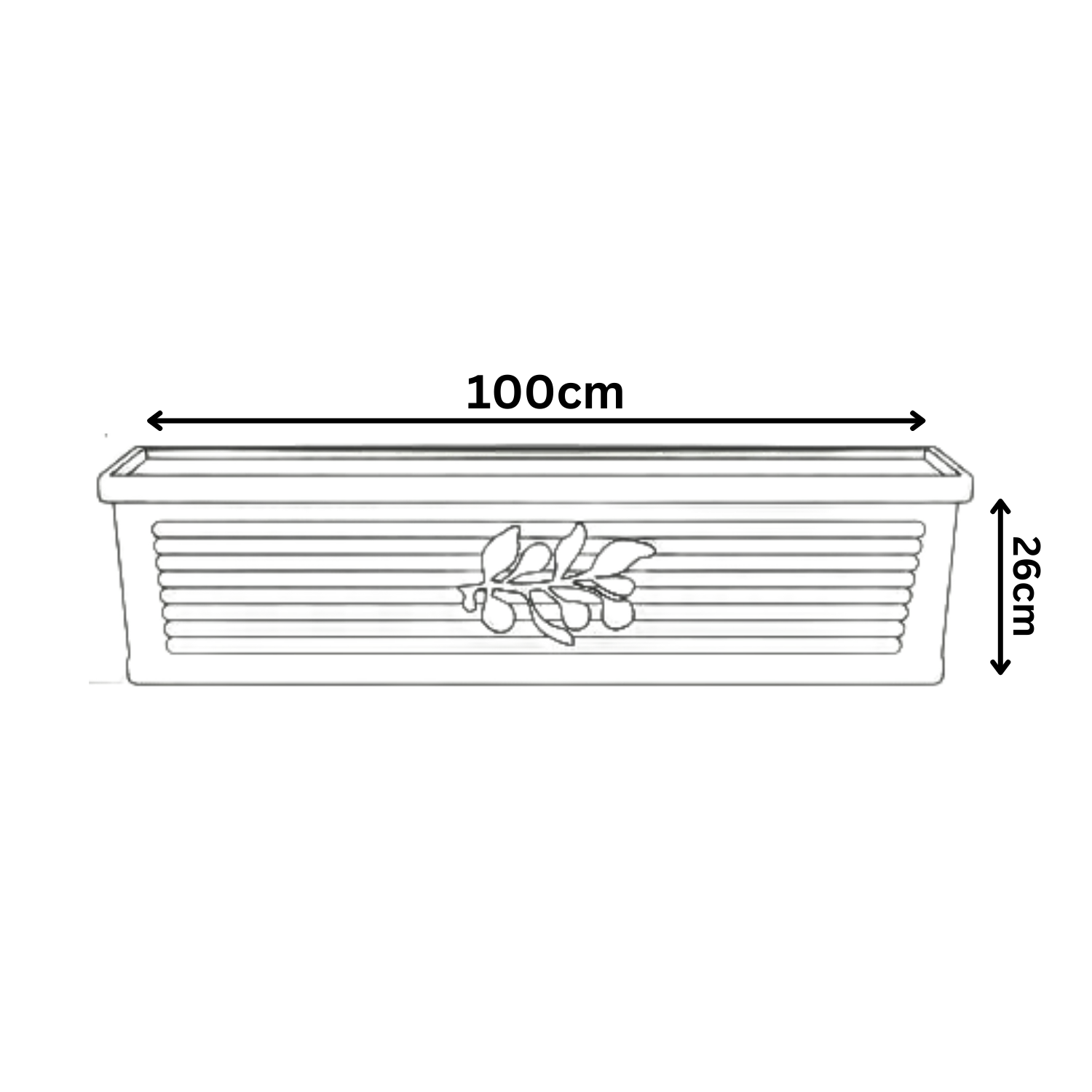 Flora Rectangle Rotomolded Plastic Pot for Home & Garden (Pack Of 1, Midnight Stone Finish)