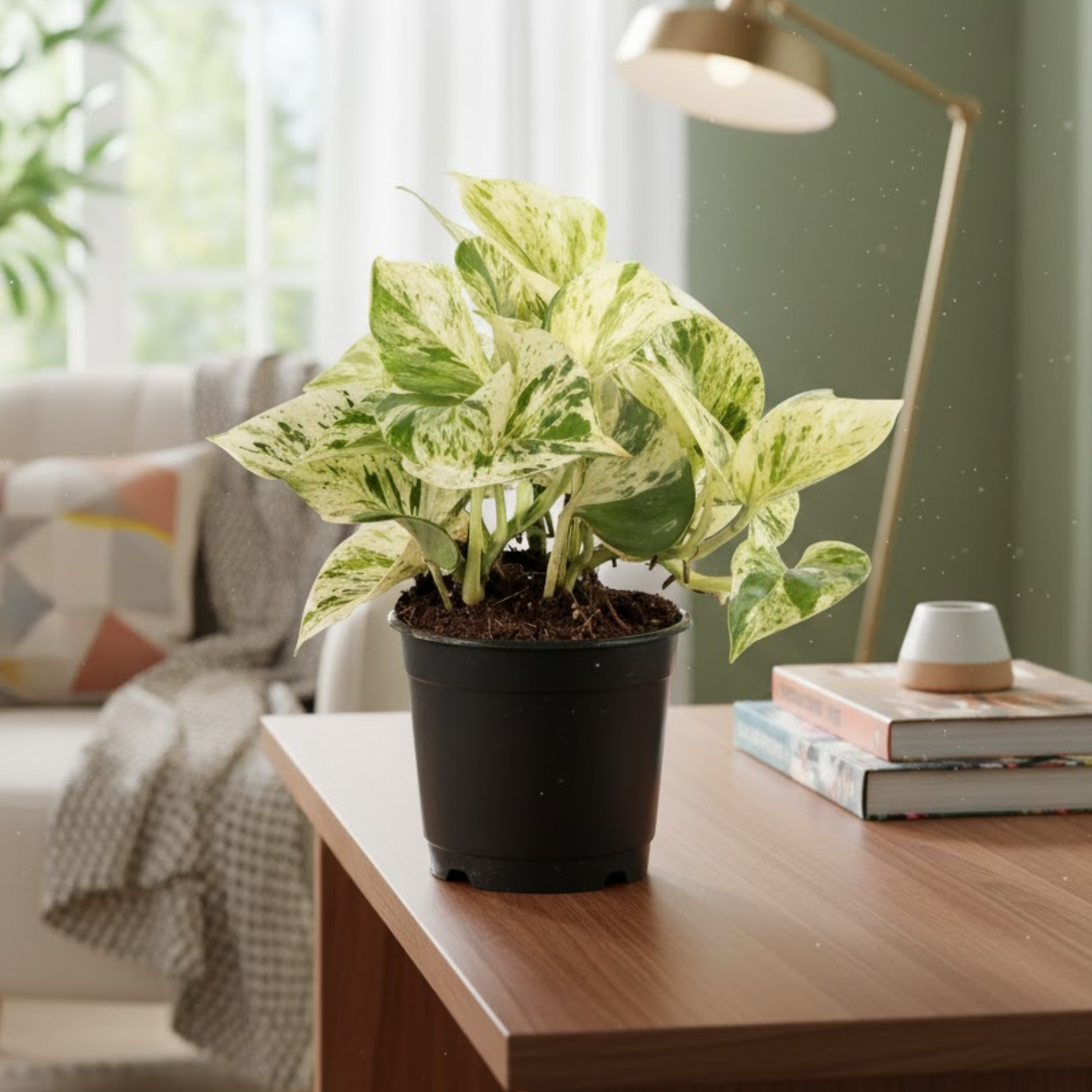 Money Plant Combo Set of 4 [Golden, Green, Marble Queen, N’Joy Pothos] Indoor Air-Purifying Live Plants for Home & Office Décor