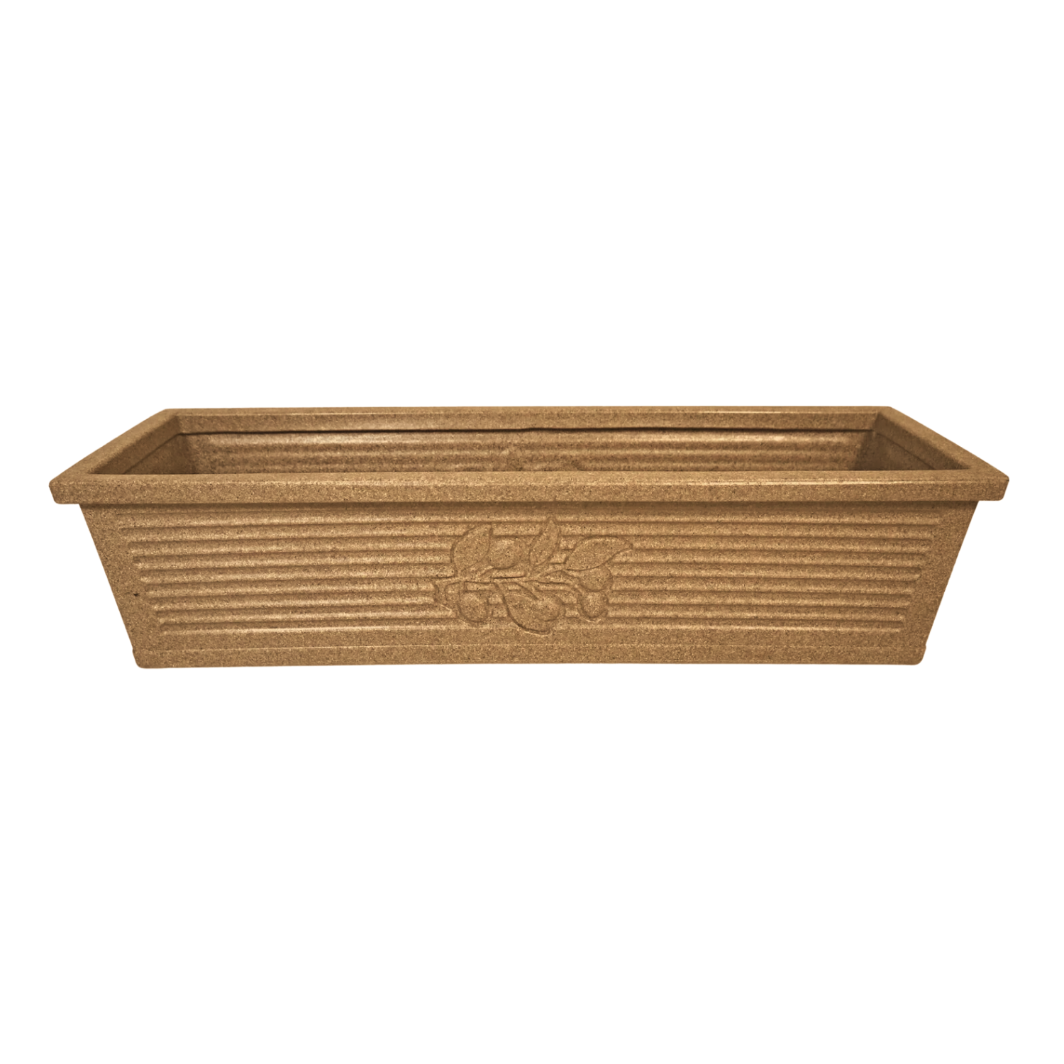 Flora Rectangle Rotomolded Plastic Pot for Home & Garden (Pack Of 1, Sand Stone Finish)
