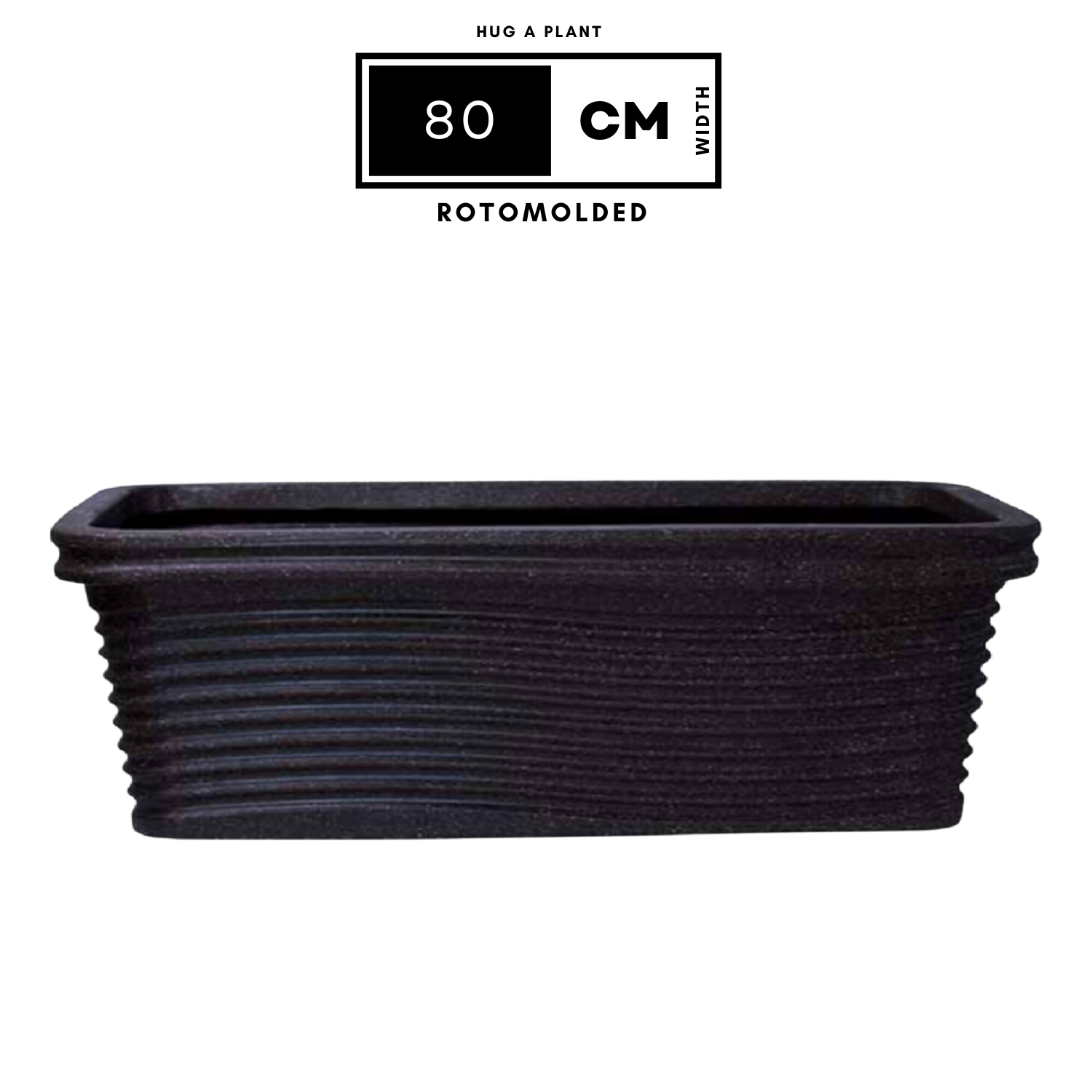 Florence Rectangle Rotomolded Plastic Pot With Wheels for Home & Garden (Pack Of 1, Brown Stone Finish)
