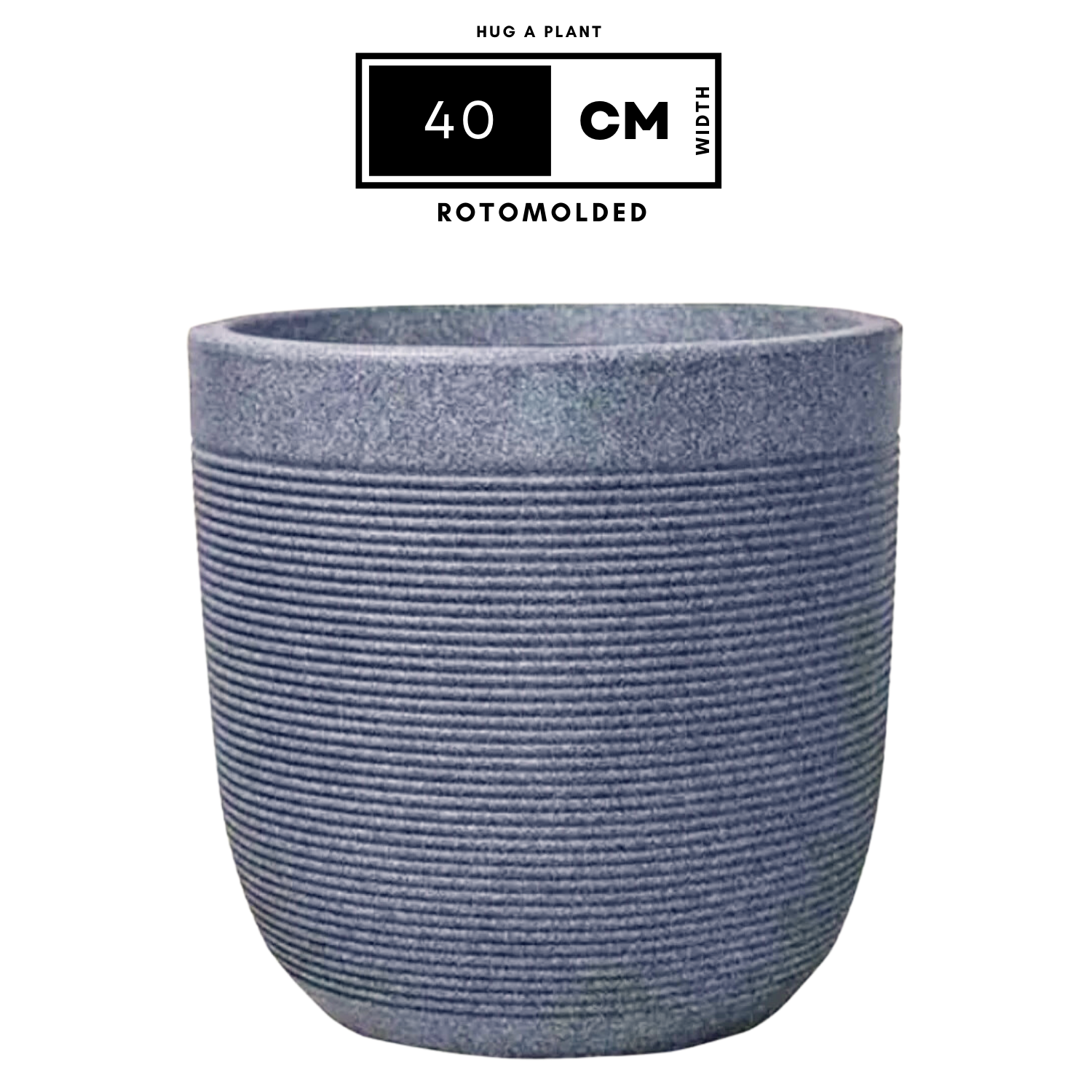 Hug A Plant | Milano Rotomolded Round Plastic Pot Without Inner for Home & Garden (Pack of 1,Grey Stone Finish)