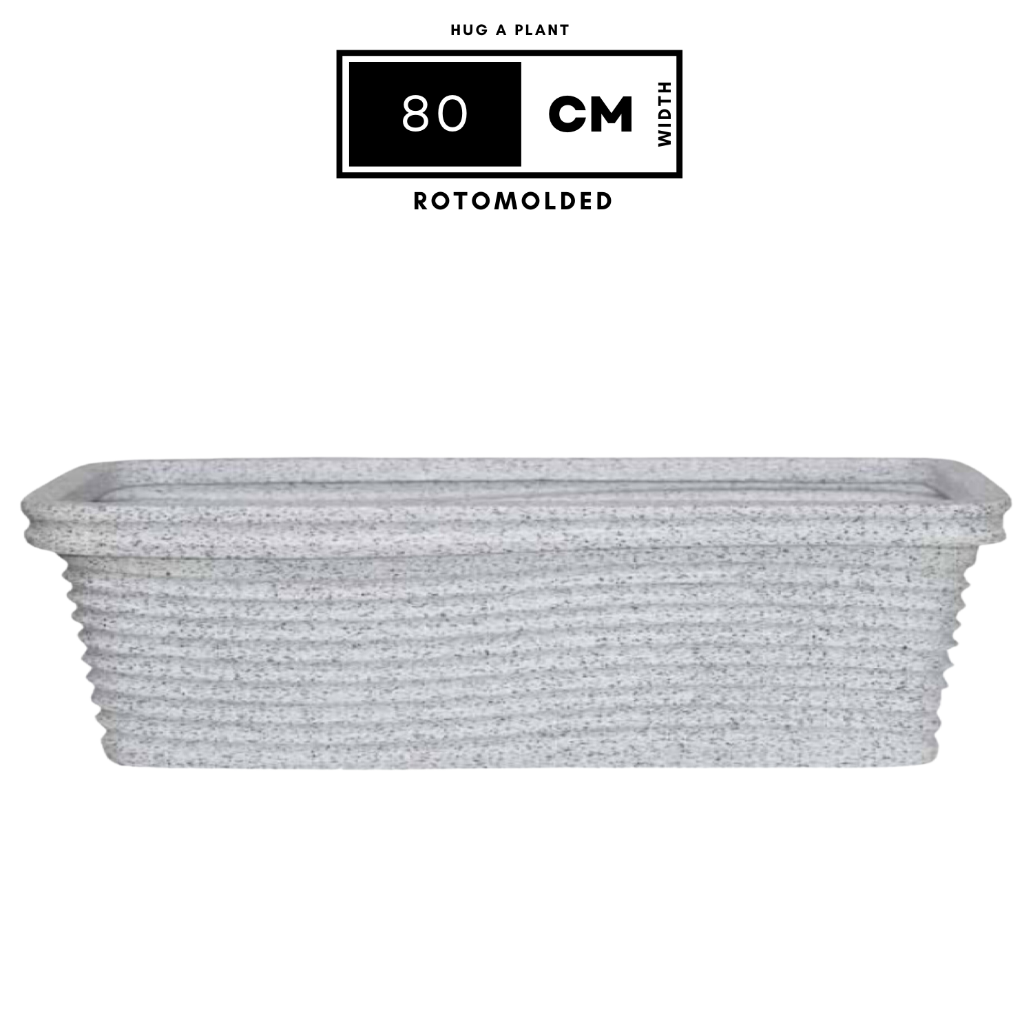 Florence Rectangle Rotomolded Plastic Pot With Wheels for Home & Garden (Pack Of 1, White Stone Finish)