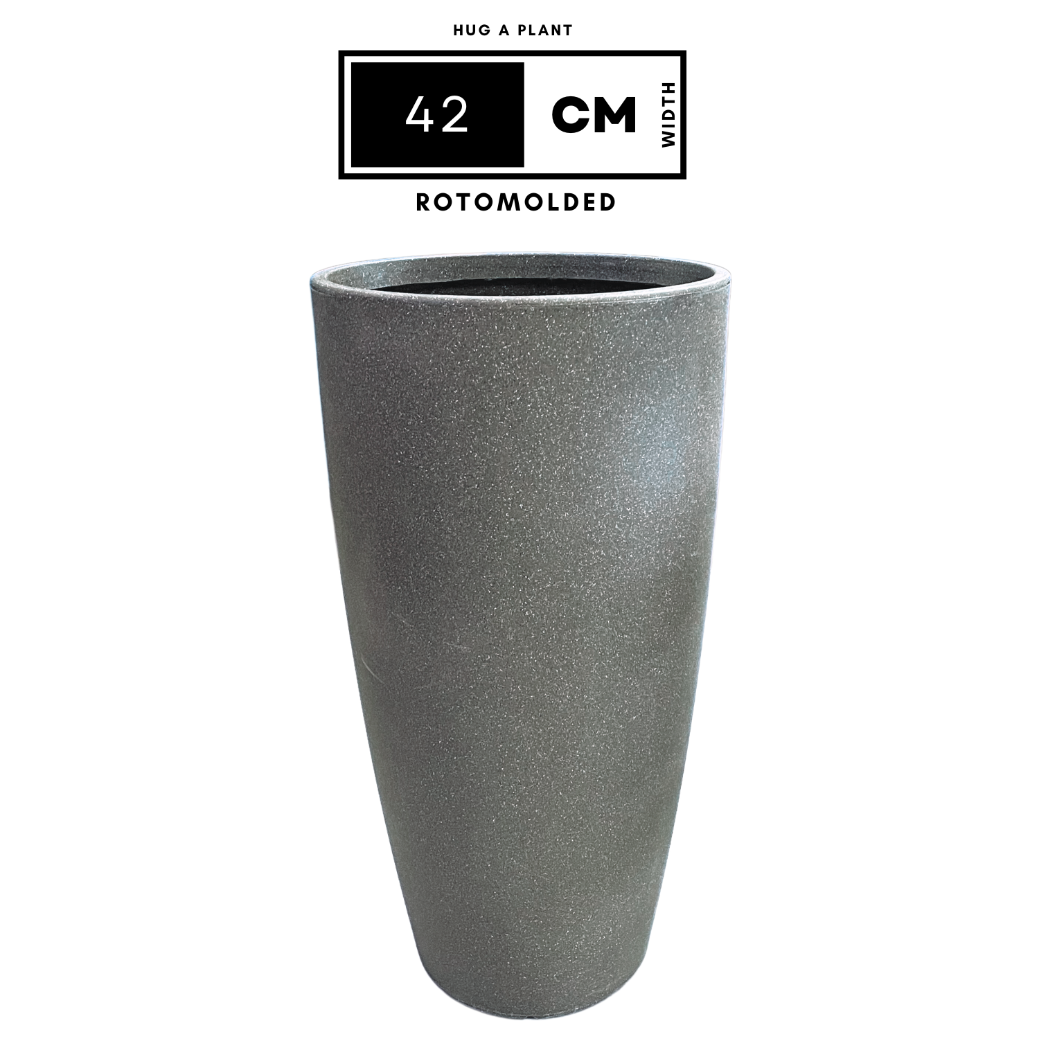 Hug A Plant | Venice Planter Rotomolded Round Plastic Pot Without Inner for Home & Garden (Pack of 1, Grey Stone Finish)