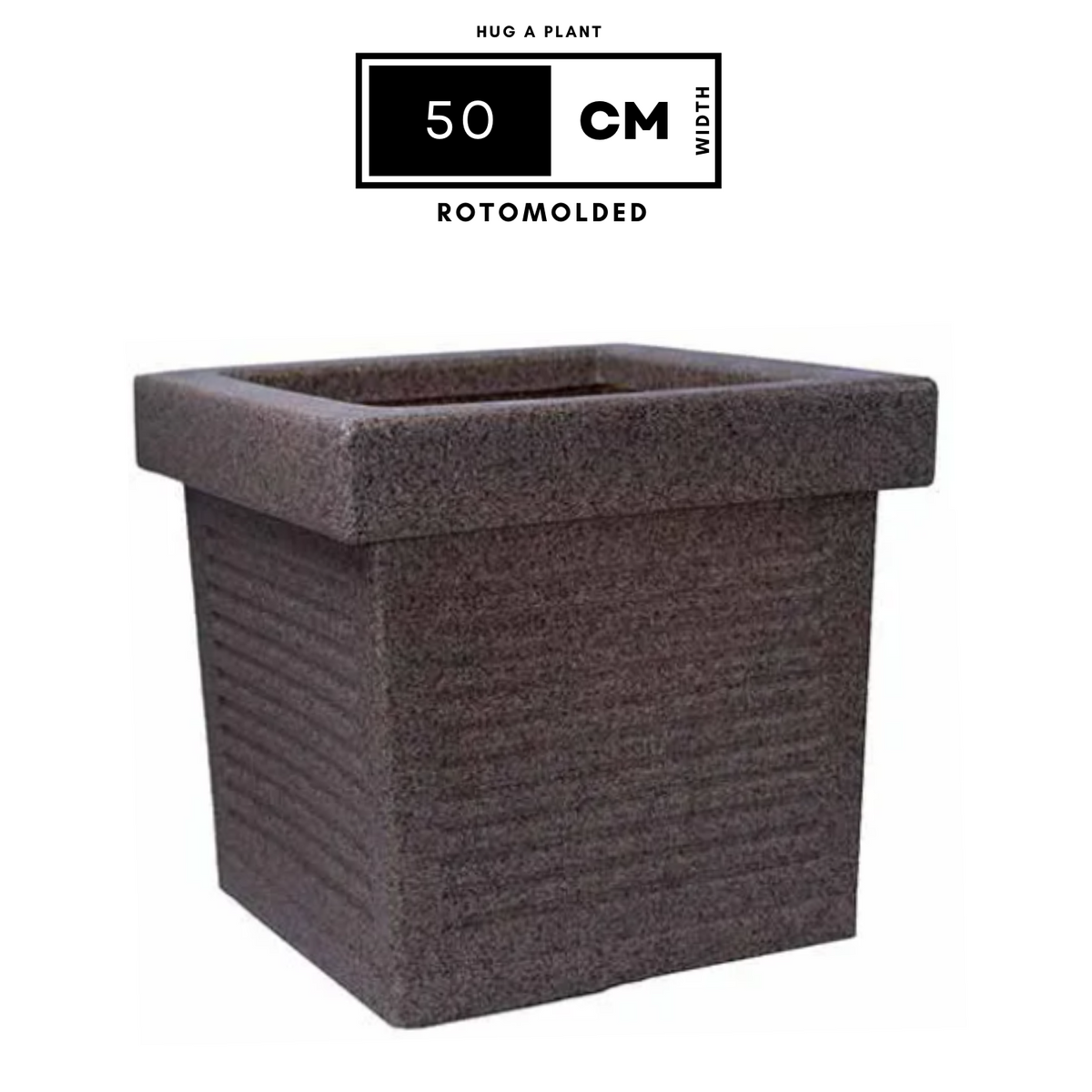 Cubo Rotomolded Square Plastic Pot For Home & Garden (Sand Stone Finish, Pack Of 1)