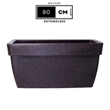 Hug A Plant | Barca Rectangle Rotomolded Plastic Pot with Wheels for Home & Garden (Brown Stone Finish, Pack of 1)