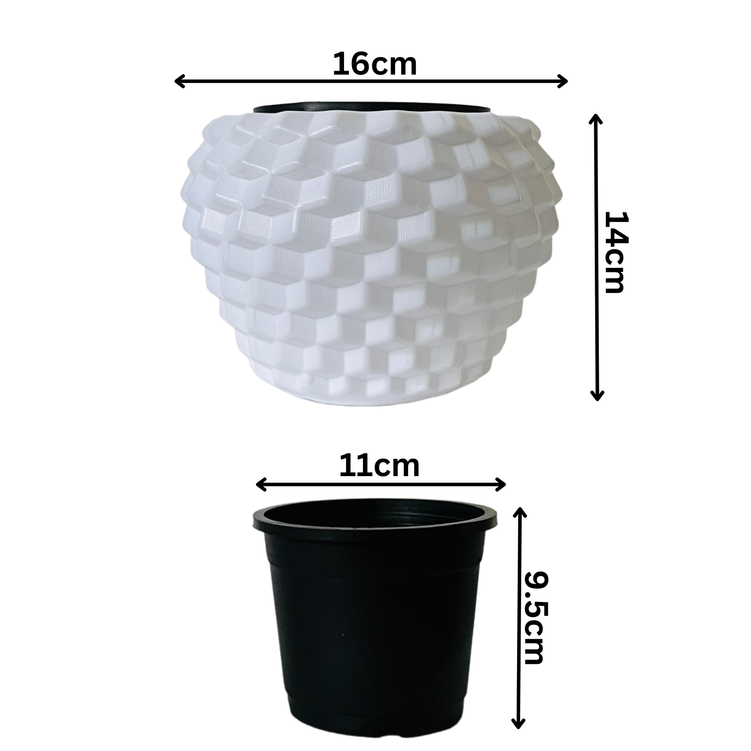 Pixel Pot | Round Pot With inner For Tabletop | Office | Indoor Garden | Home& Garden