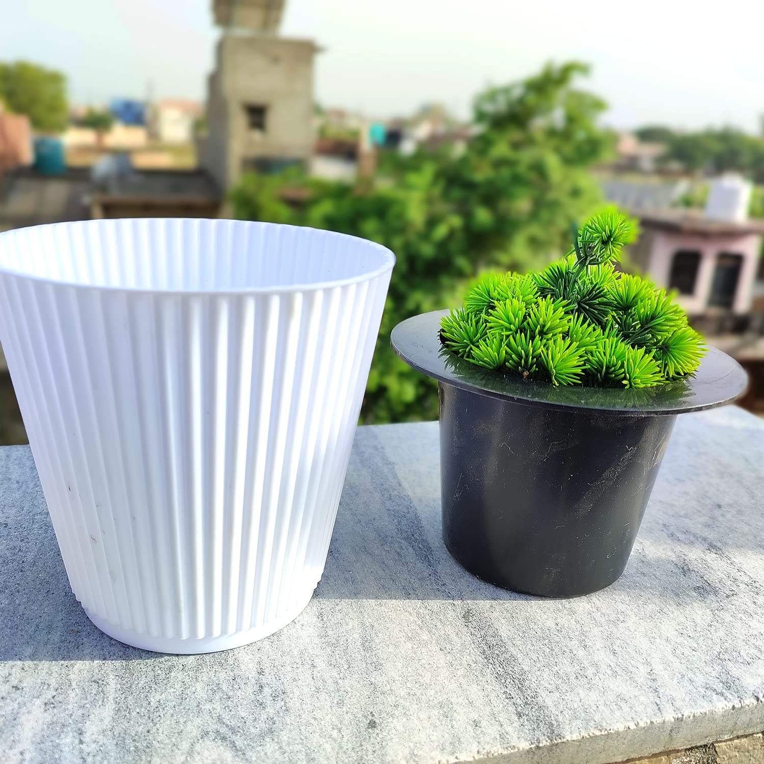 Kia 12.8cm Round Pot With Inner Planters for Home, Office, Home & Garden (12.8CM | 5INCH)