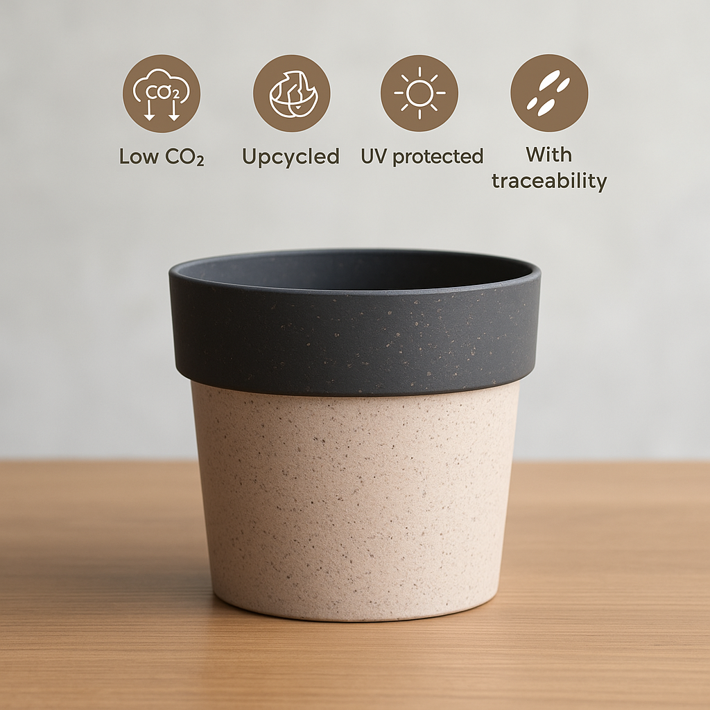Eco Arty Round | Bamboo-Based, UV-Protected Tabletop Planters | Eco-Friendly Pots for Indoor Plants, Home Décor, Balcony & Garden