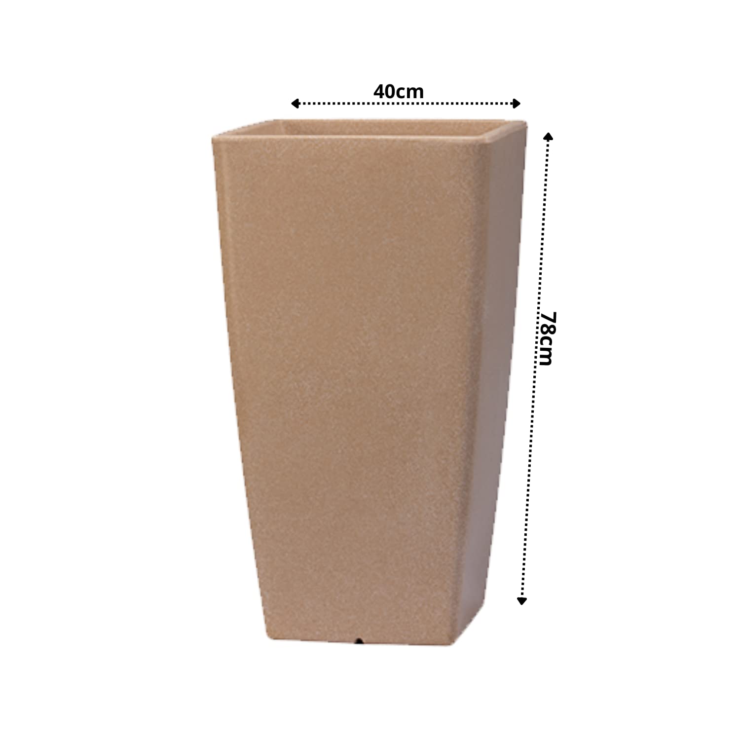 Hug A Plant | Paris 40CM Rotomolded Square Plastic Pot without Inner for Home & Garden (40CM | 15.7 INCH, Square, Cream Stone Finish)